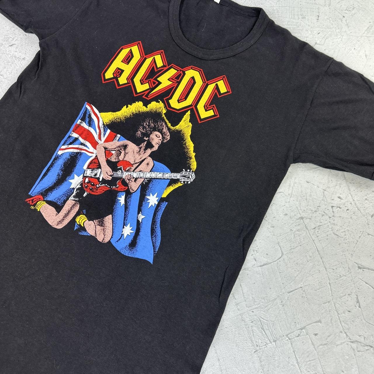 AC/DC Black Vintage 1970s Band T-shirt - Small