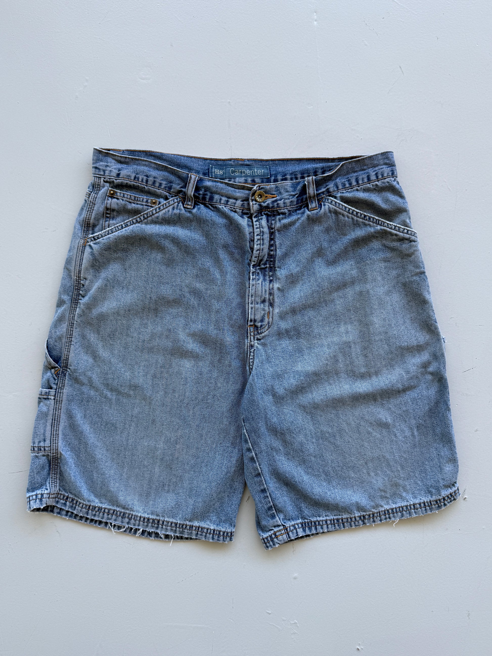 Blue HS 00's Vintage Y2K Baggy Carpenter Style Denim Shorts - W36 x L9