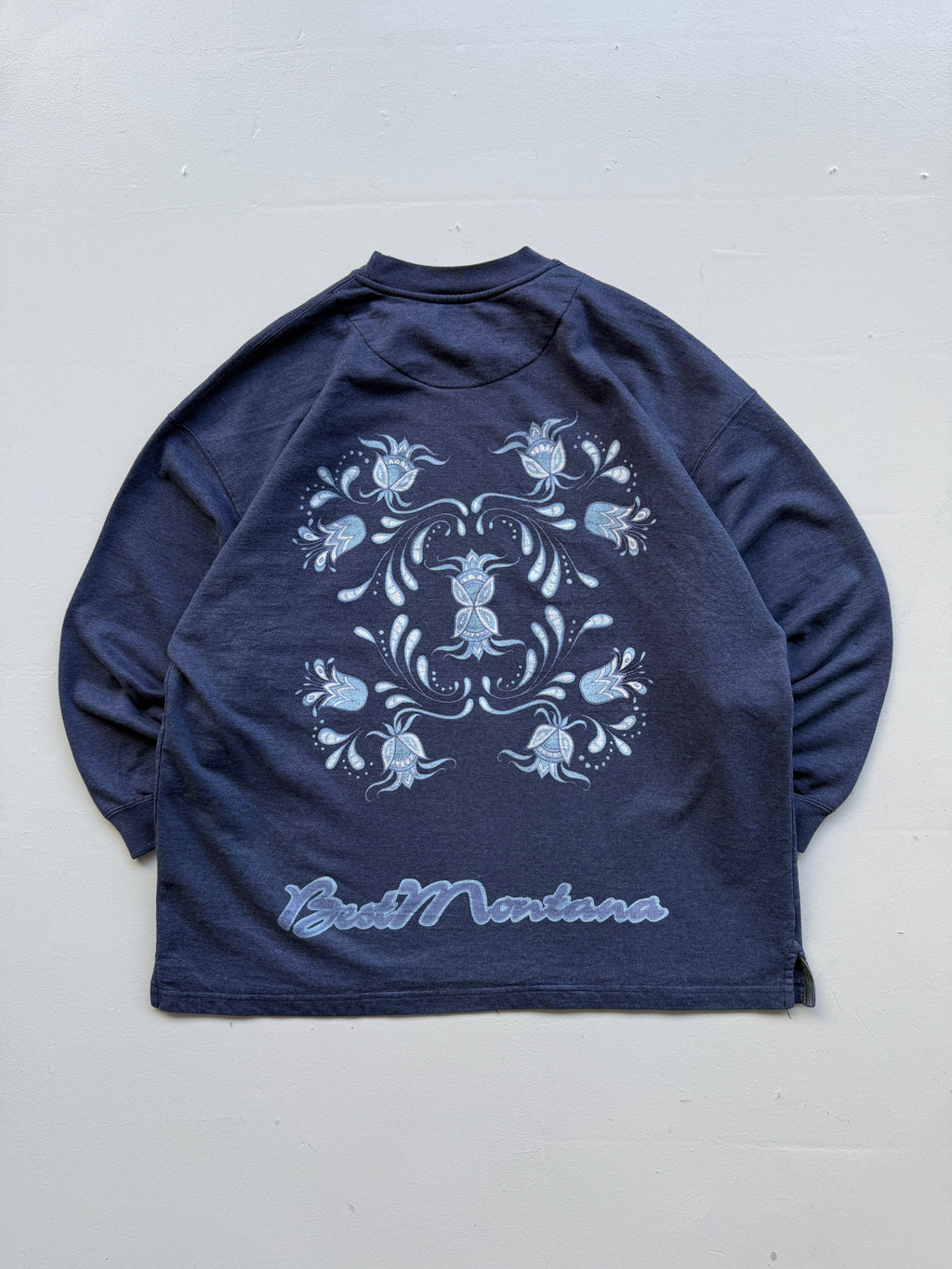 Navy Blue Best Montana 90's Vintage Surfer Style Jumper  - Large