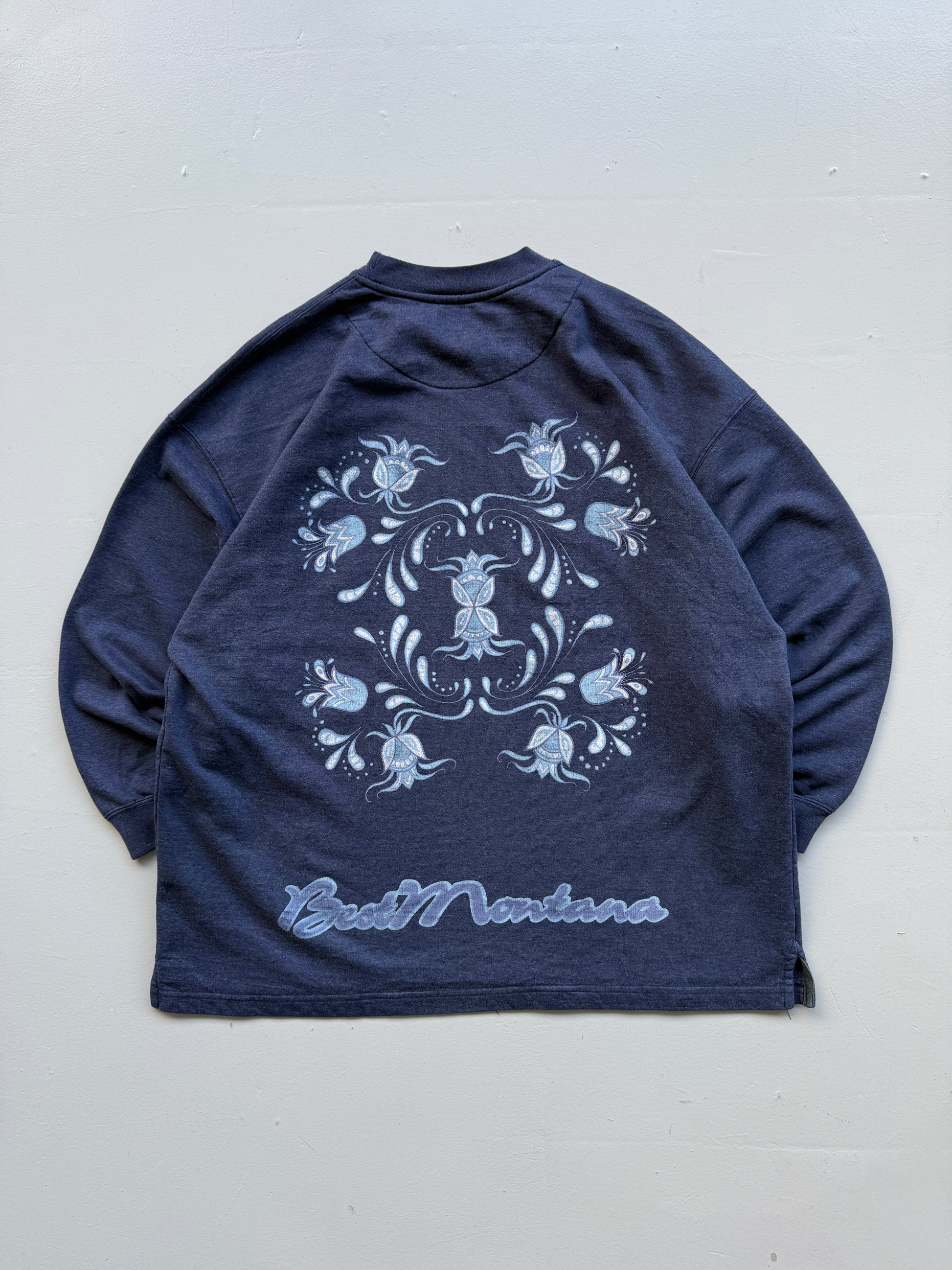 Navy Blue Best Montana 90's Vintage Surfer Style Jumper  - Large