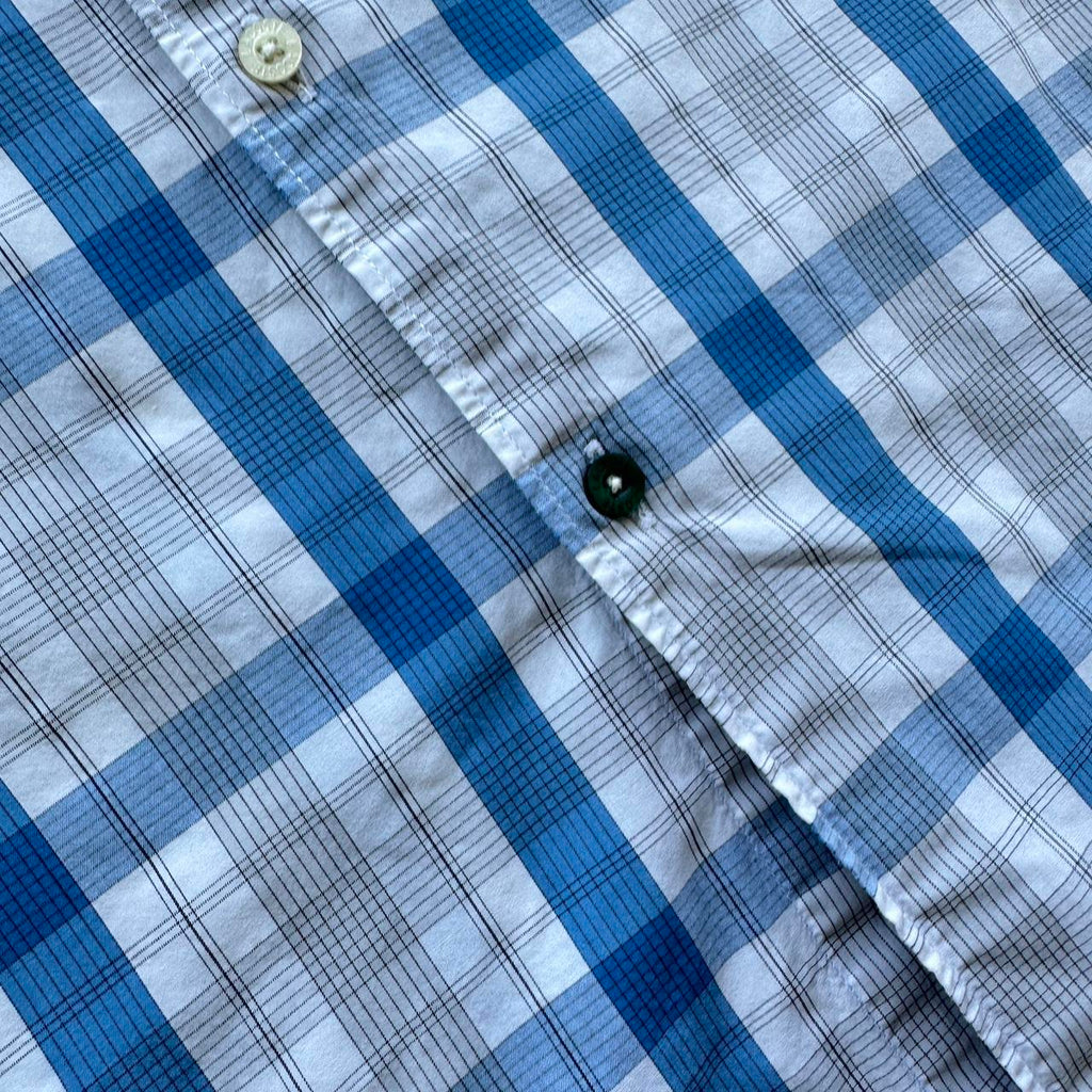 Blue / White Checkered Lacoste Button-Up Shirt - XL