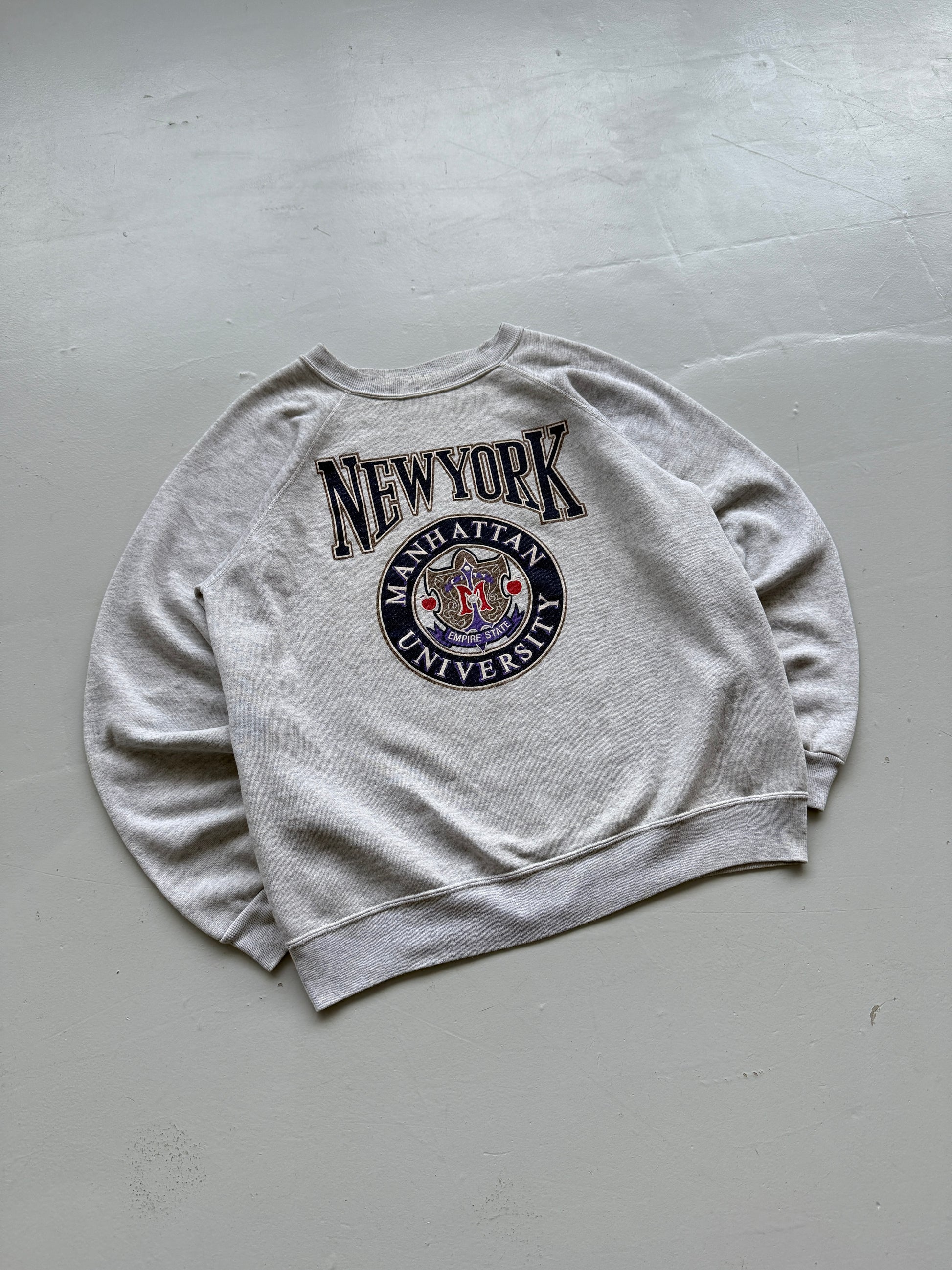 Grey New York 90's Vintage Graphic Tourist Sweatshirt Jumper - Small