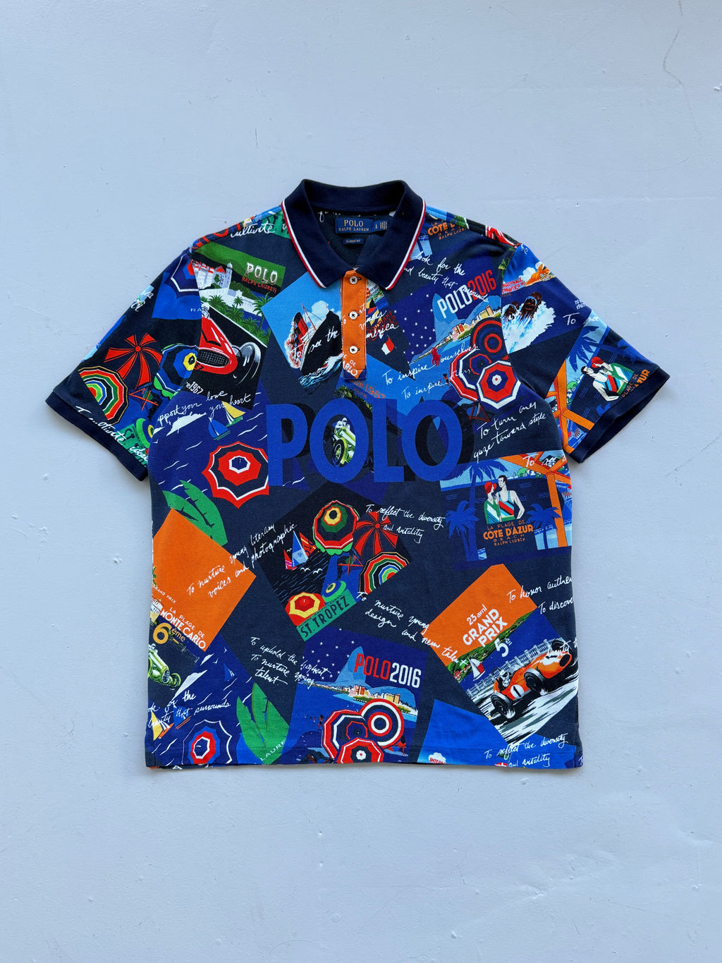 Polo Ralph Lauren Côte D'Azur All Over Print 2010's Polo Shirt - Large