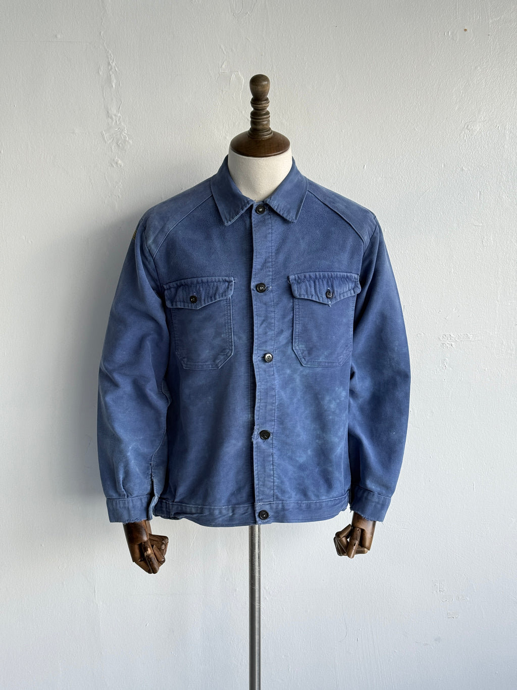 Blue French Moleskin 1950s Vintage Workwear Chore Jacket CH490 - Medium