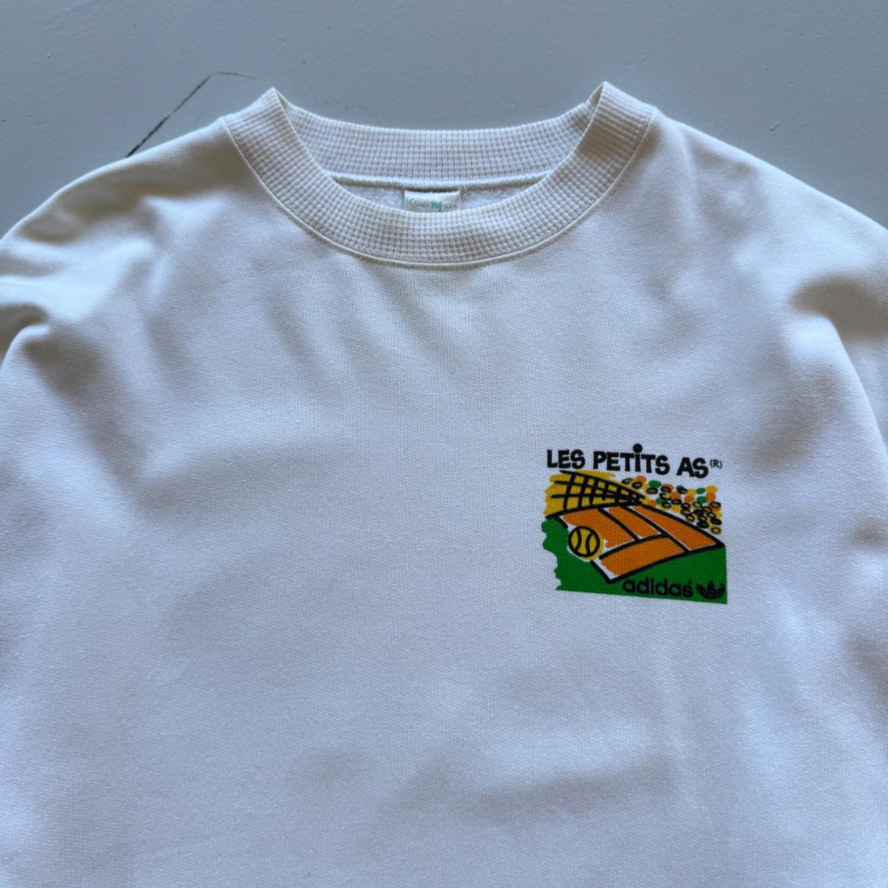 Cream Adidas Tennis 90s Vintage Graphic Sweatshirt - Small