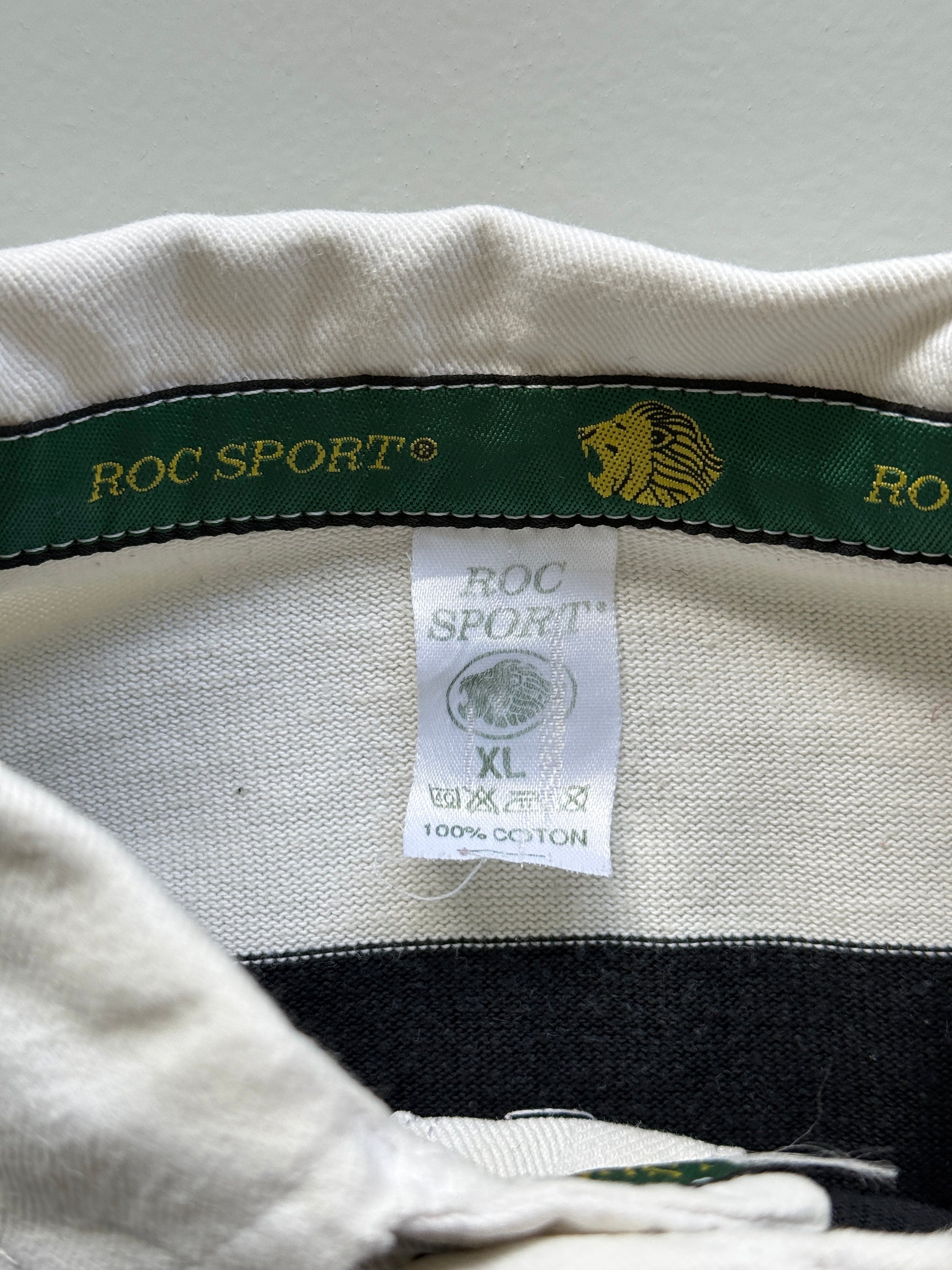 Navy Striped Twickenham 90's Vintage Long Sleeve Rugby Jersey Polo - Cropped XL