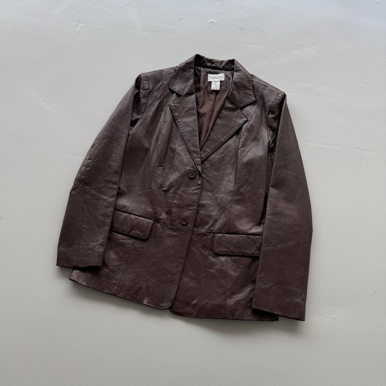 Brown Chadwicks Vintage 00s Leather Blazer Jacket - Womens Size 10