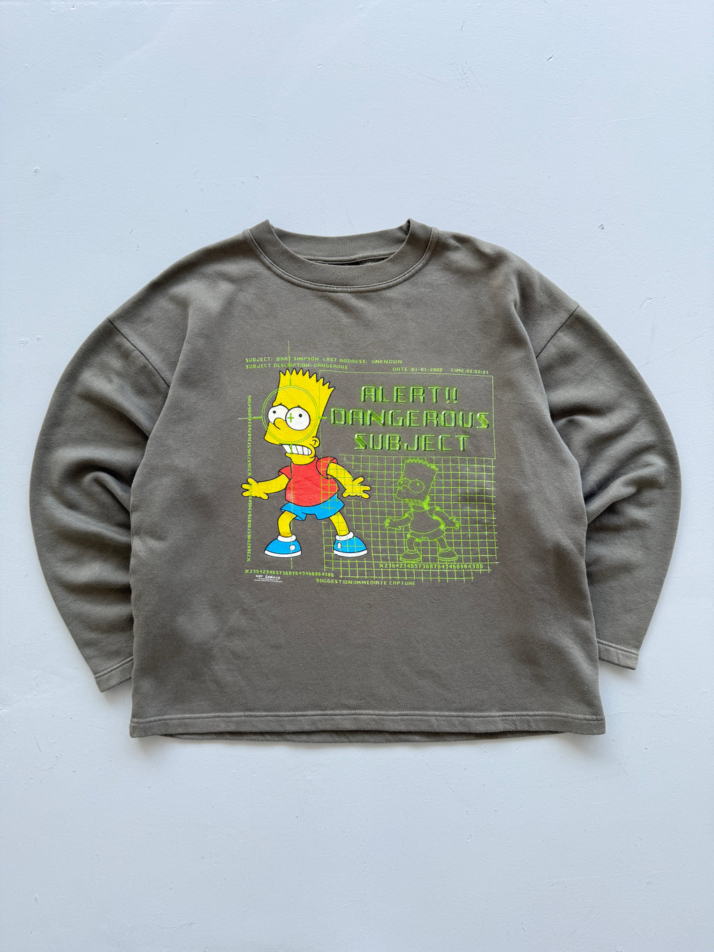 Bart Simpson Alert Dangerous Subject 90's Vintage Sweatshirt - Medium Oversized