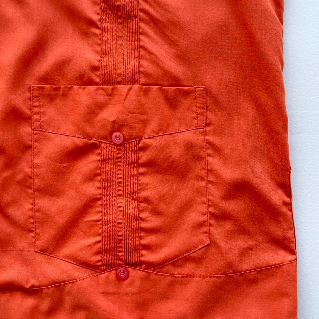 Orange Cuban Camp Collar Havanna Vintage 70's Shirt - XL