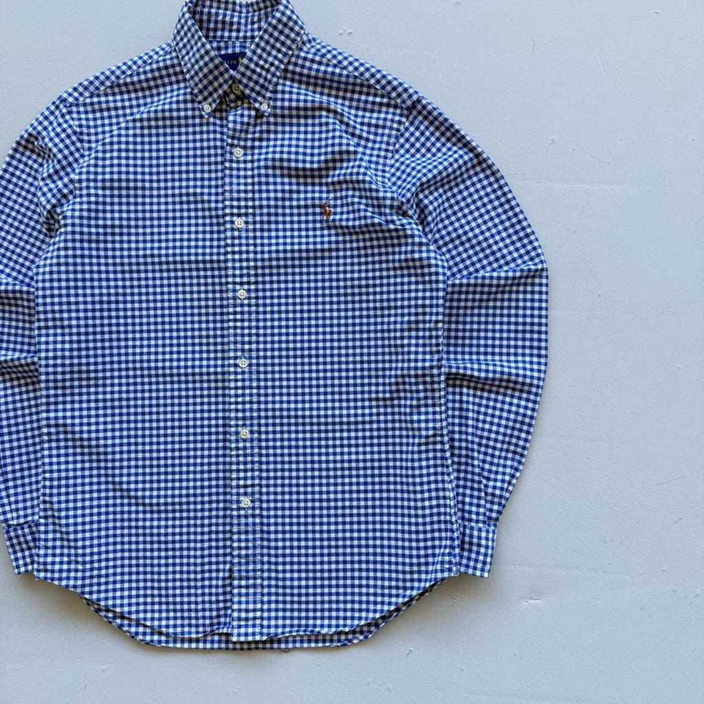 Blue / White Chequered Ralph Lauren 00's Oxford Shirt - Medium