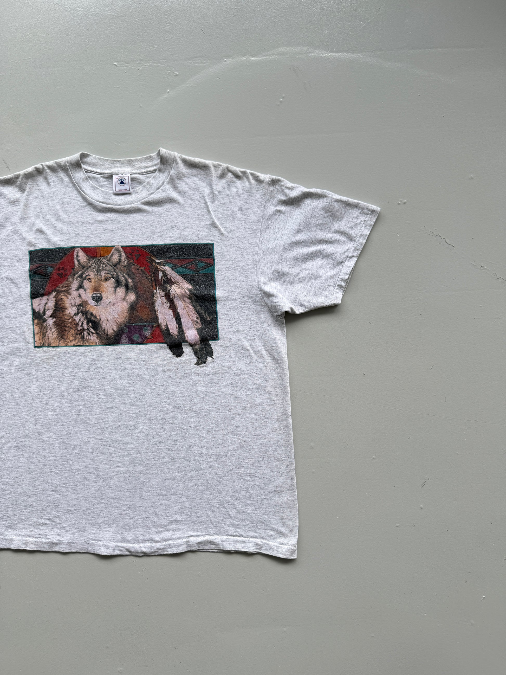 Native American Wolf Graphic 90's Delta Vintage T-Shirt - XL
