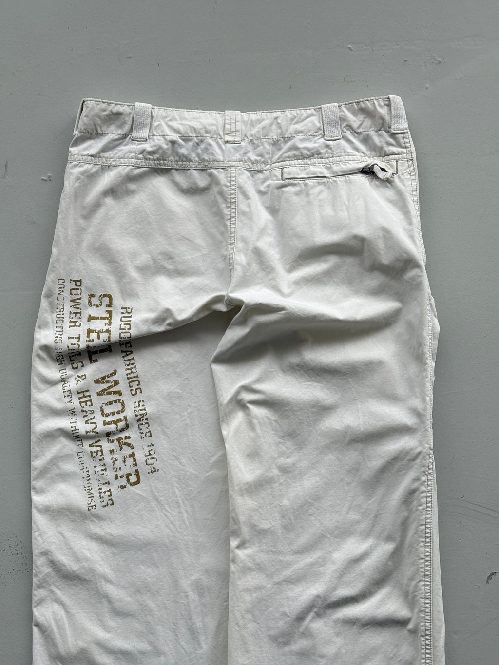 White 00's Vintage Y2K Wide Leg Cargo Trousers - W34 x L34