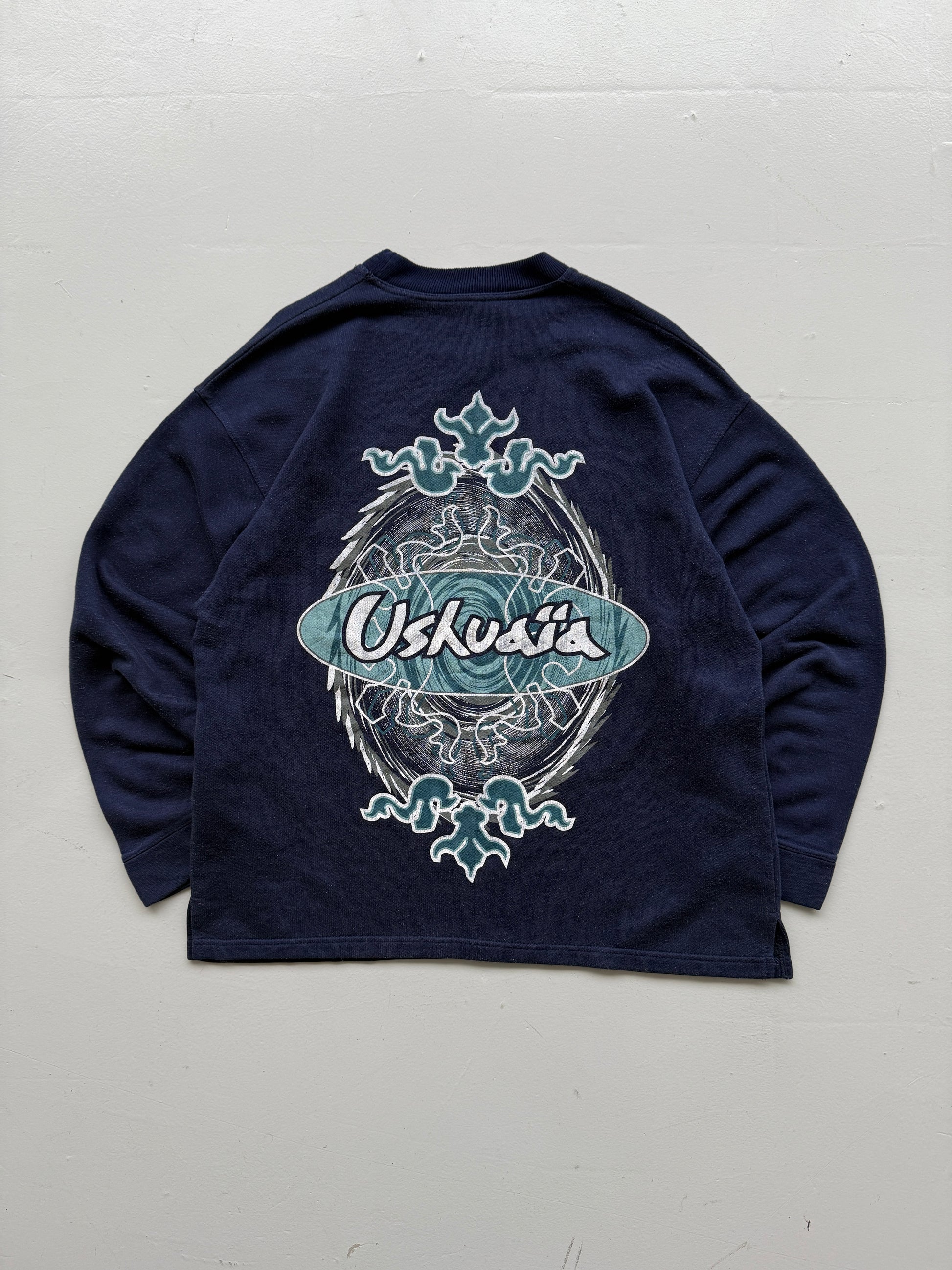 Navy Blue Ushuaia 90's Vintage Surfer Graphic Sweatshirt Jumper - Large