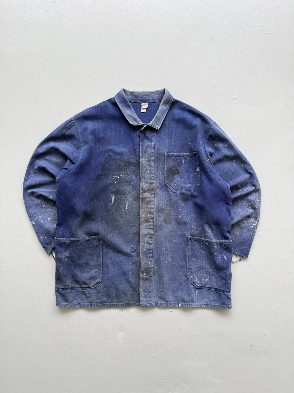 Thrashed Blue French Vintage Workwear Chore Jacket CH371 - XL