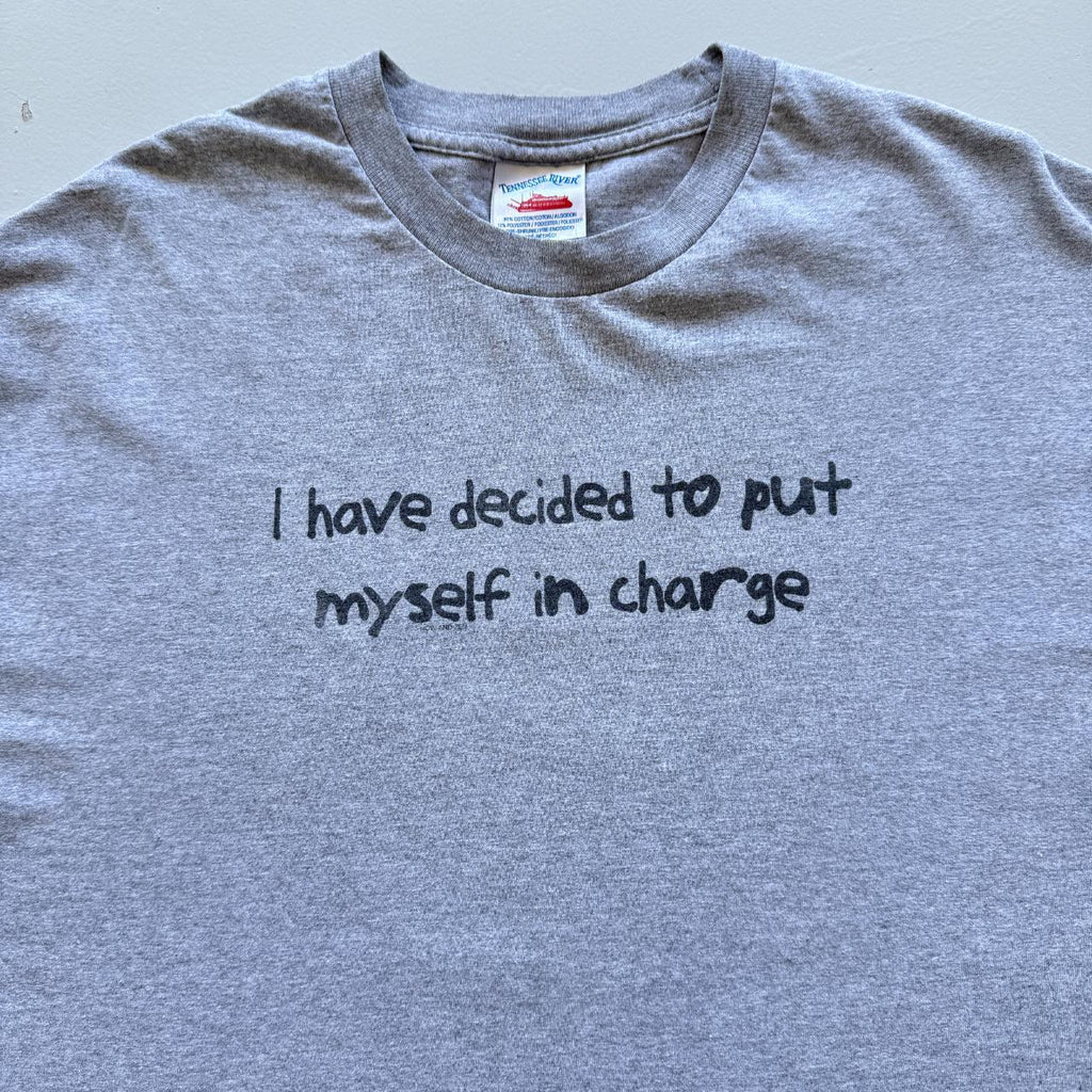 Grey 'I Have Decided To Put Myself In Charge' Vintage 90s T-shirt - XL