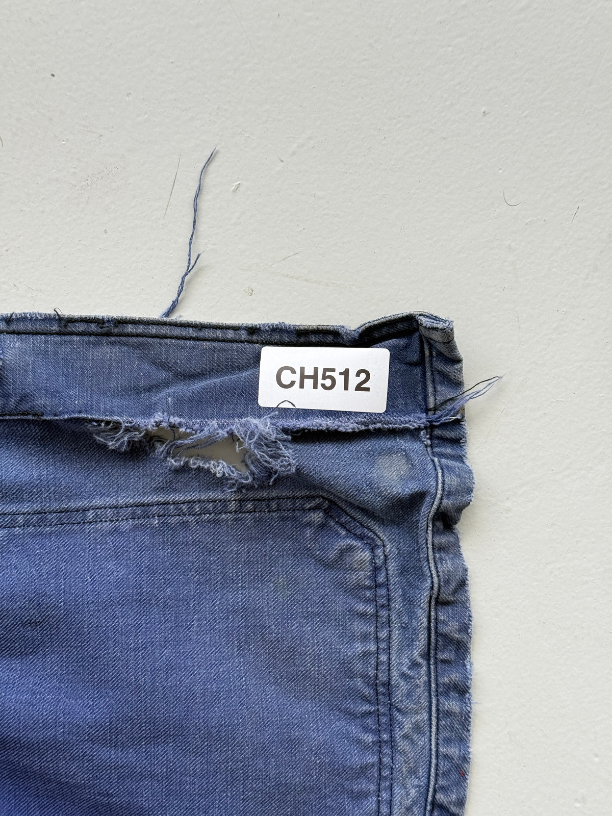 Thrashed Blue French 1950's Vintage Workwear Chore Jacket CH512 - XS/S
