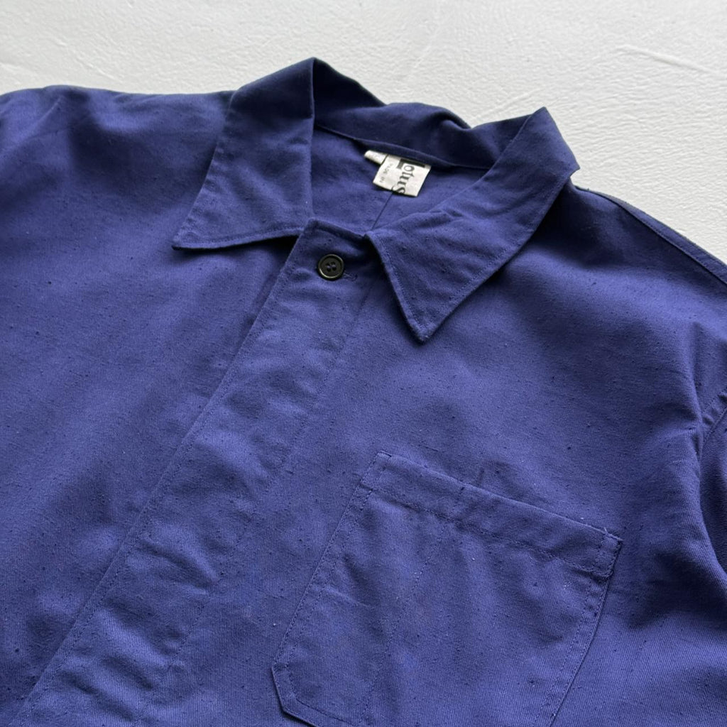 Indigo Blue Lotus French Vietnamese Workwear 80's Chore Jacket Shirt - Large
