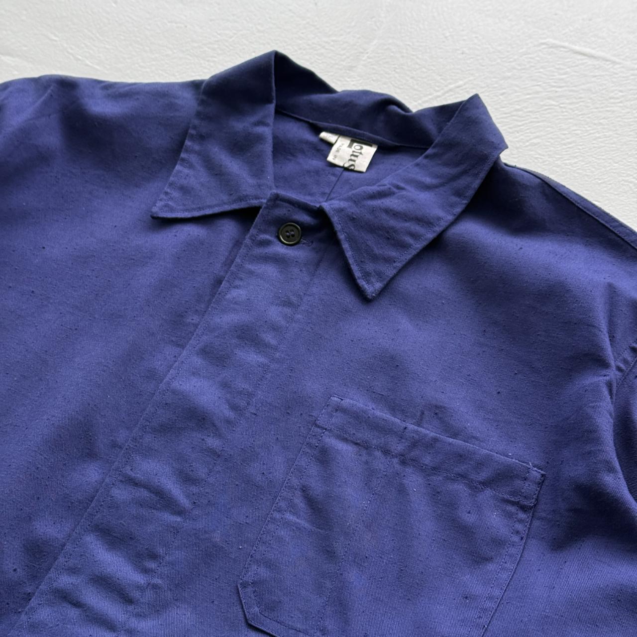 Indigo Blue Lotus French Vietnamese Workwear 80's Chore Jacket Shirt - Large