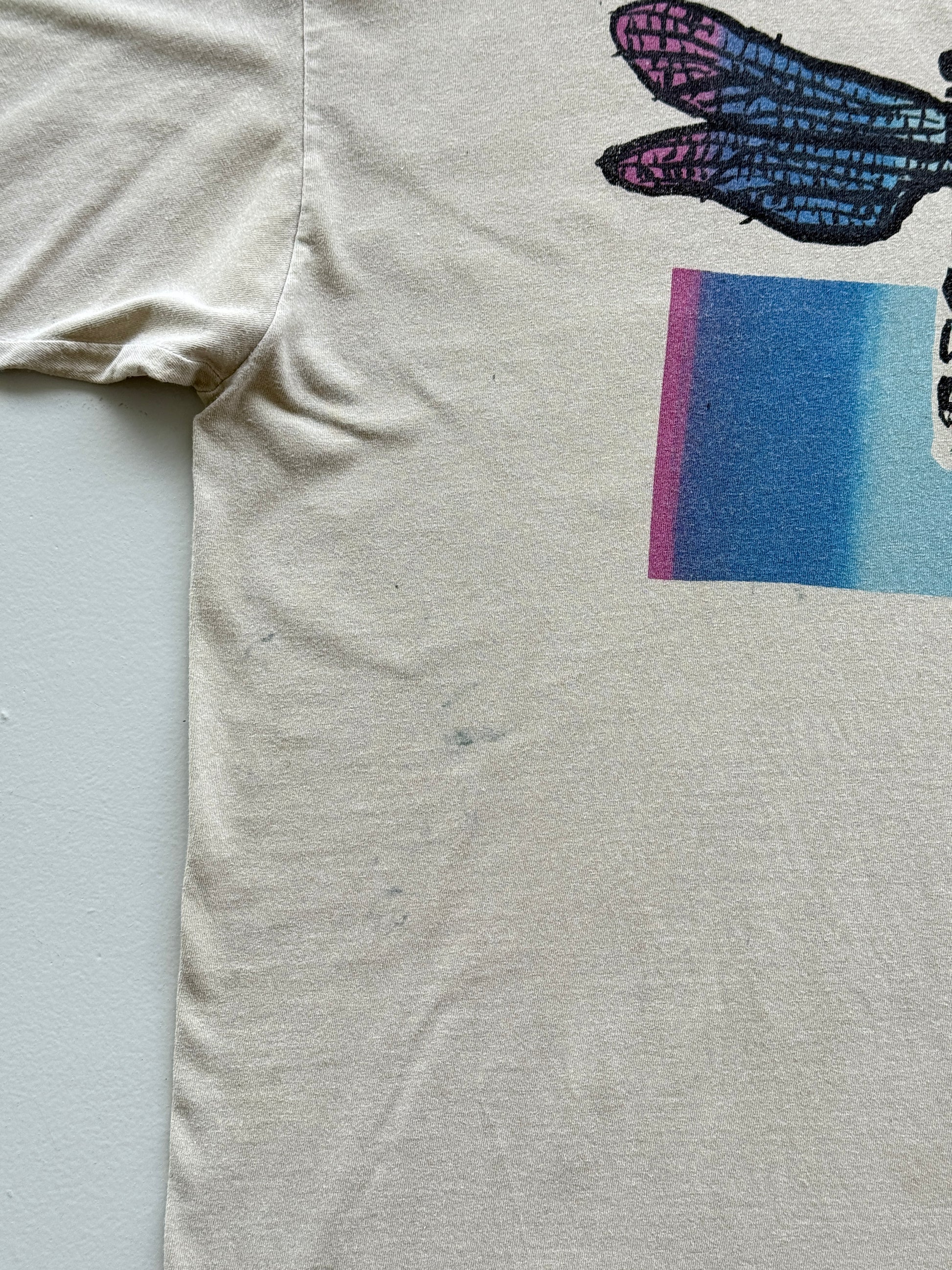 Beige Dragon Fly 90's Vintage Single Stitch Graphic T-Shirt - XL