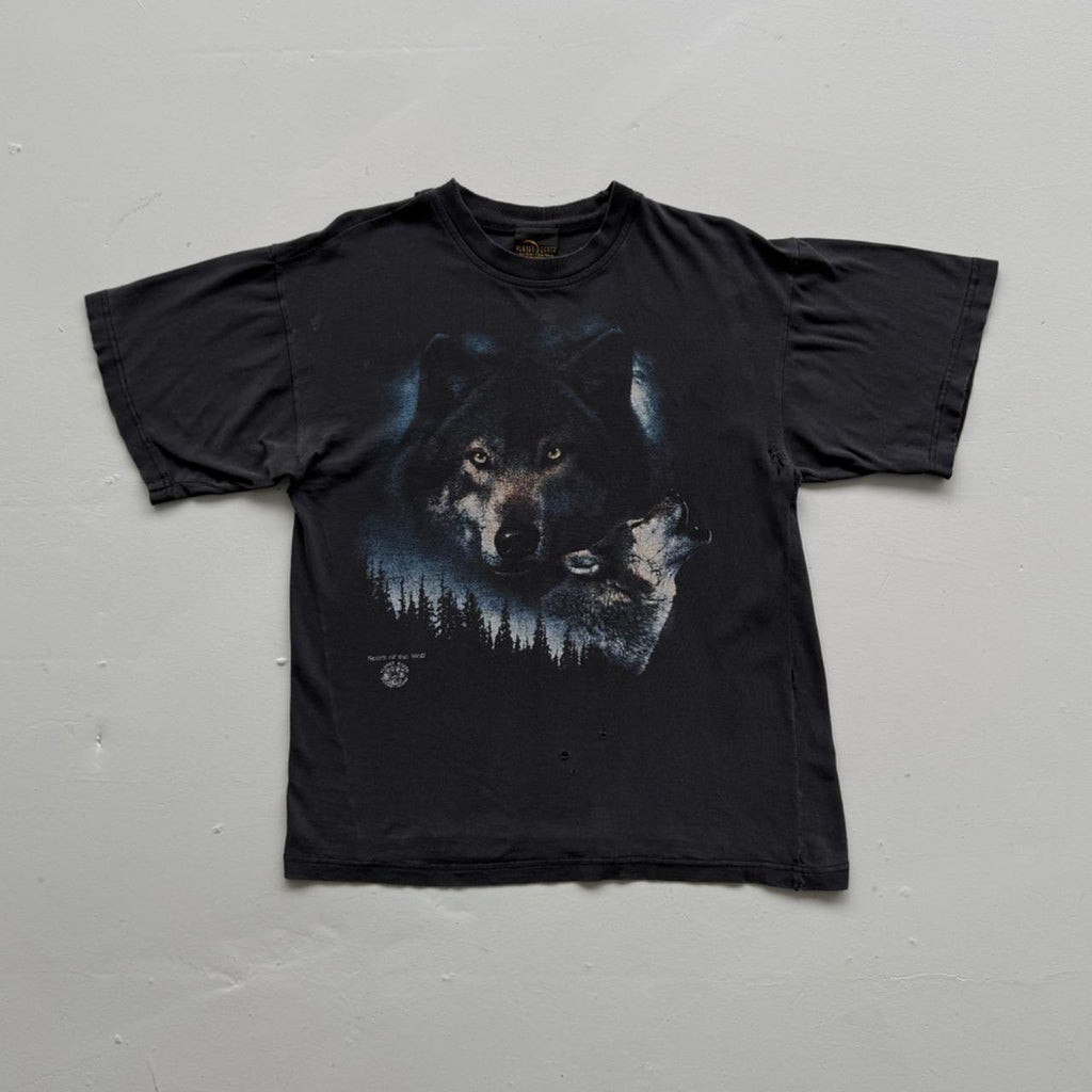 Black Wolf 90s Vintage Graphic T-Shirt - Medium