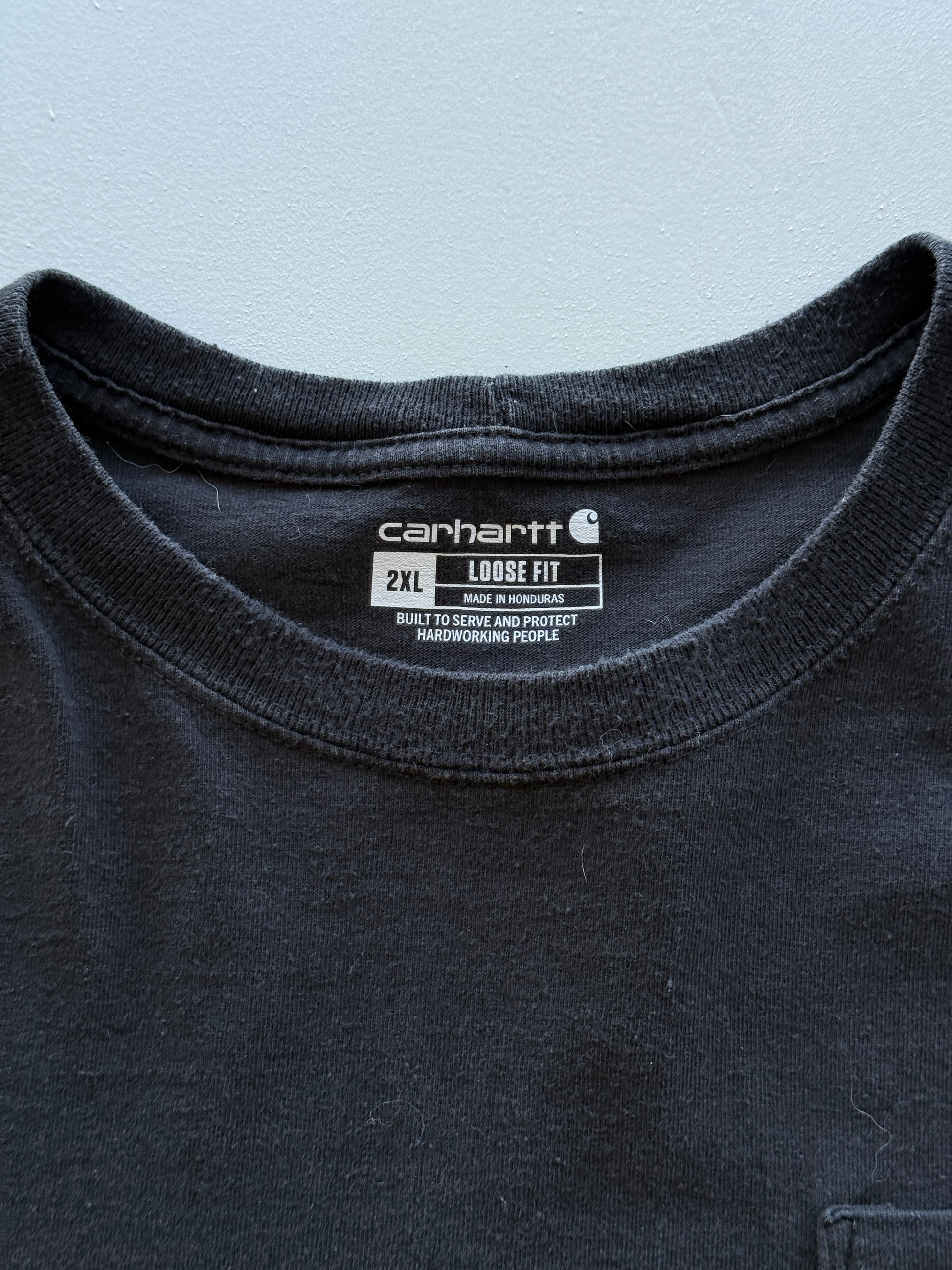 Black Carhartt Loose Fit Faded Vintage Pocket T-Shirt - XXL