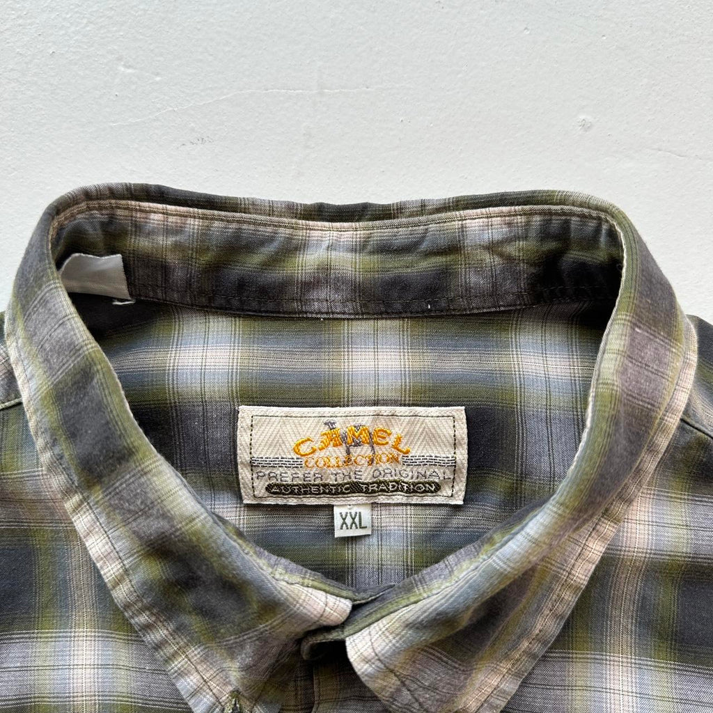 Khaki Green & Grey 90s Camel Vintage Shirt - 2XL