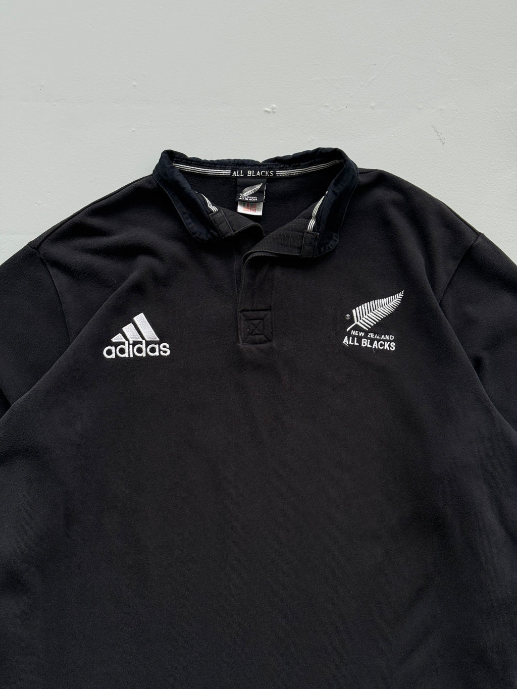 Adidas New Zealand All Blacks 90's Vintage Rugby Long Sleeve Polo - XL