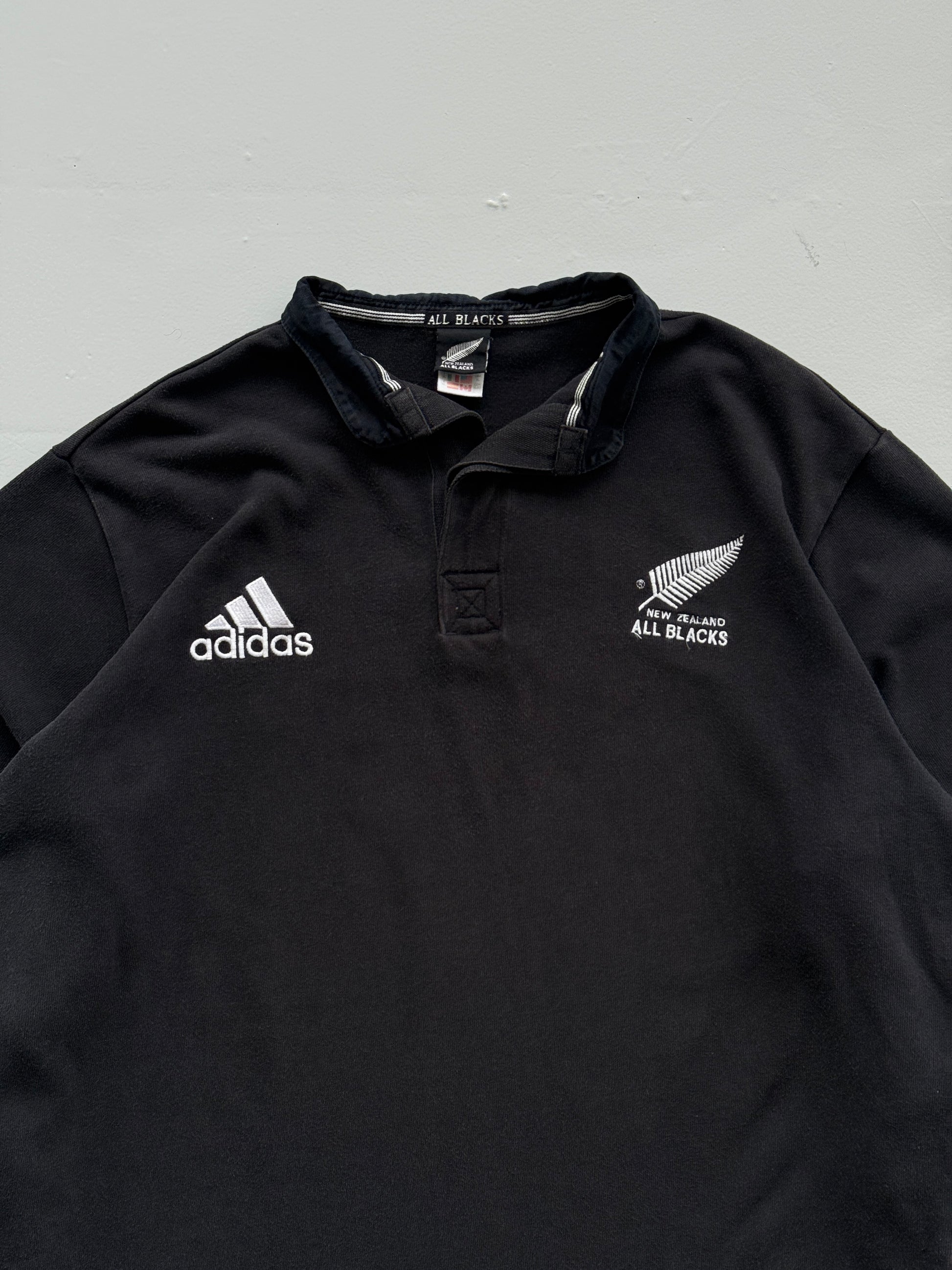 Adidas New Zealand All Blacks 90's Vintage Rugby Long Sleeve Polo - XL