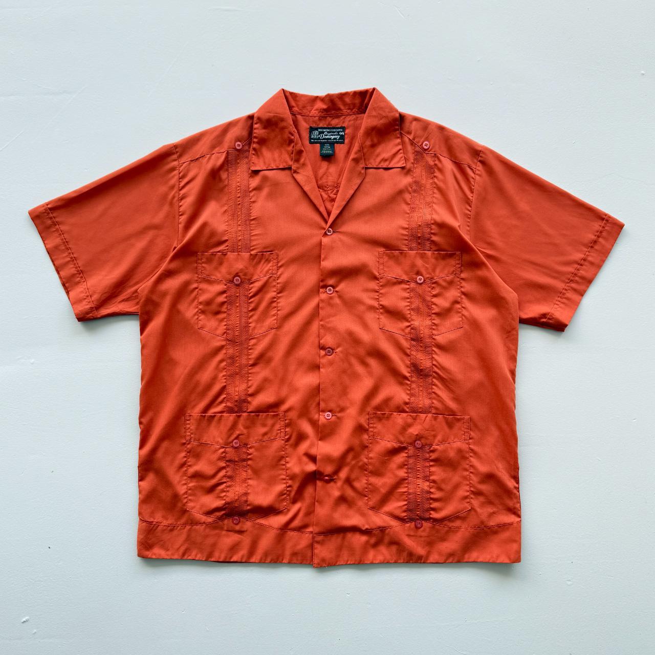 Orange Cuban Camp Collar Havanna Vintage 70's Shirt - XL