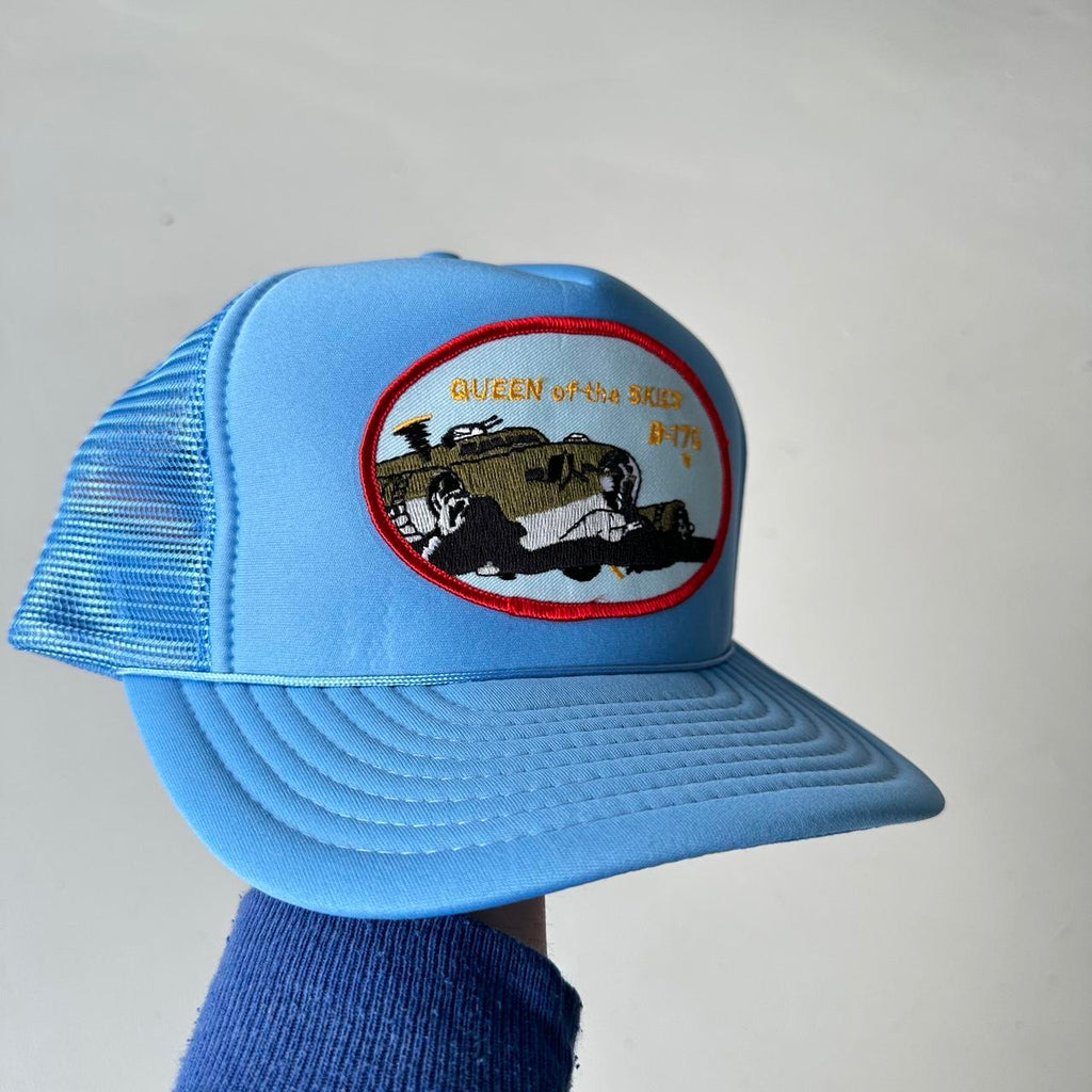 Baby Blue Queen of The Skies Mesh and Foam Trucker SnapBack Cap
