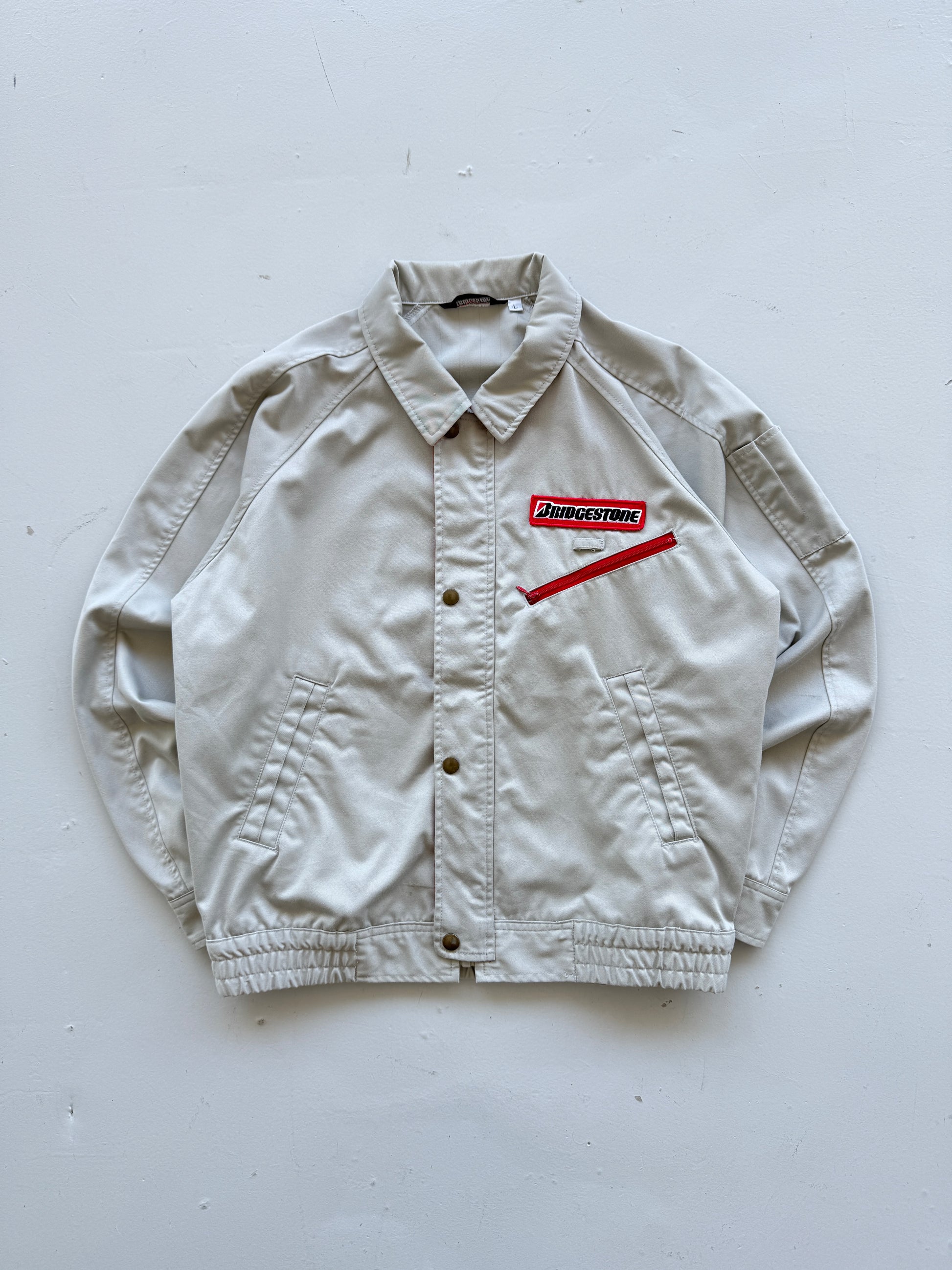 Grey Japanese Workwear 90's Vintage Bridgestone Mechanics - Medium