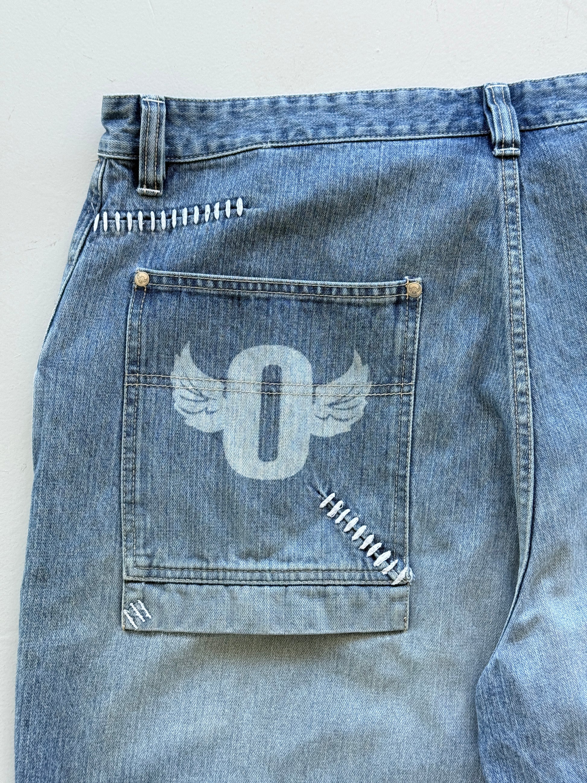 Light Blue Outkast 90's Vintage Baggy Hip Hop Denim Shorts - W40 x L12.5