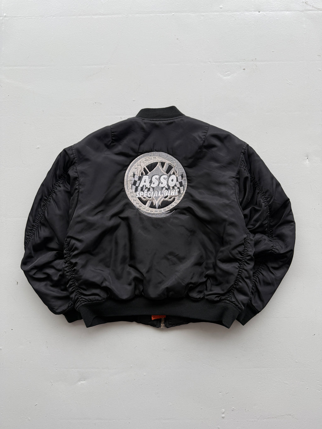 Black Asso Biker 90's Vintage Bomber Jacket - Small