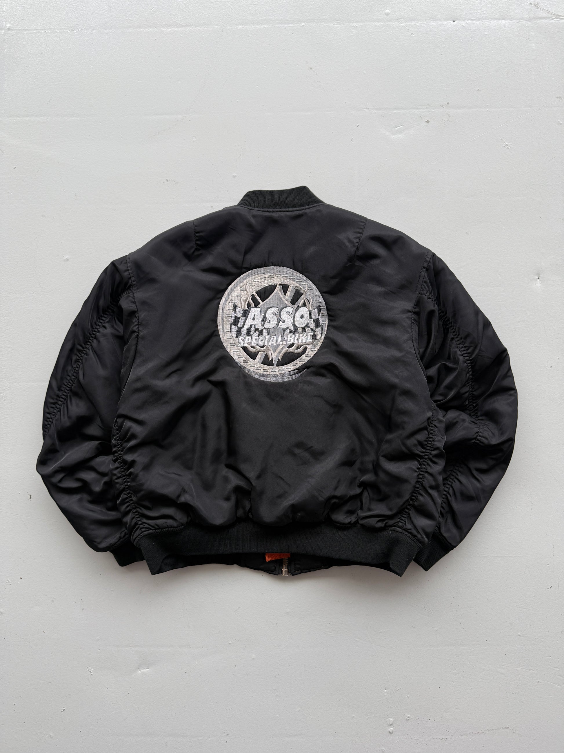 Black Asso Biker 90's Vintage Bomber Jacket - Small