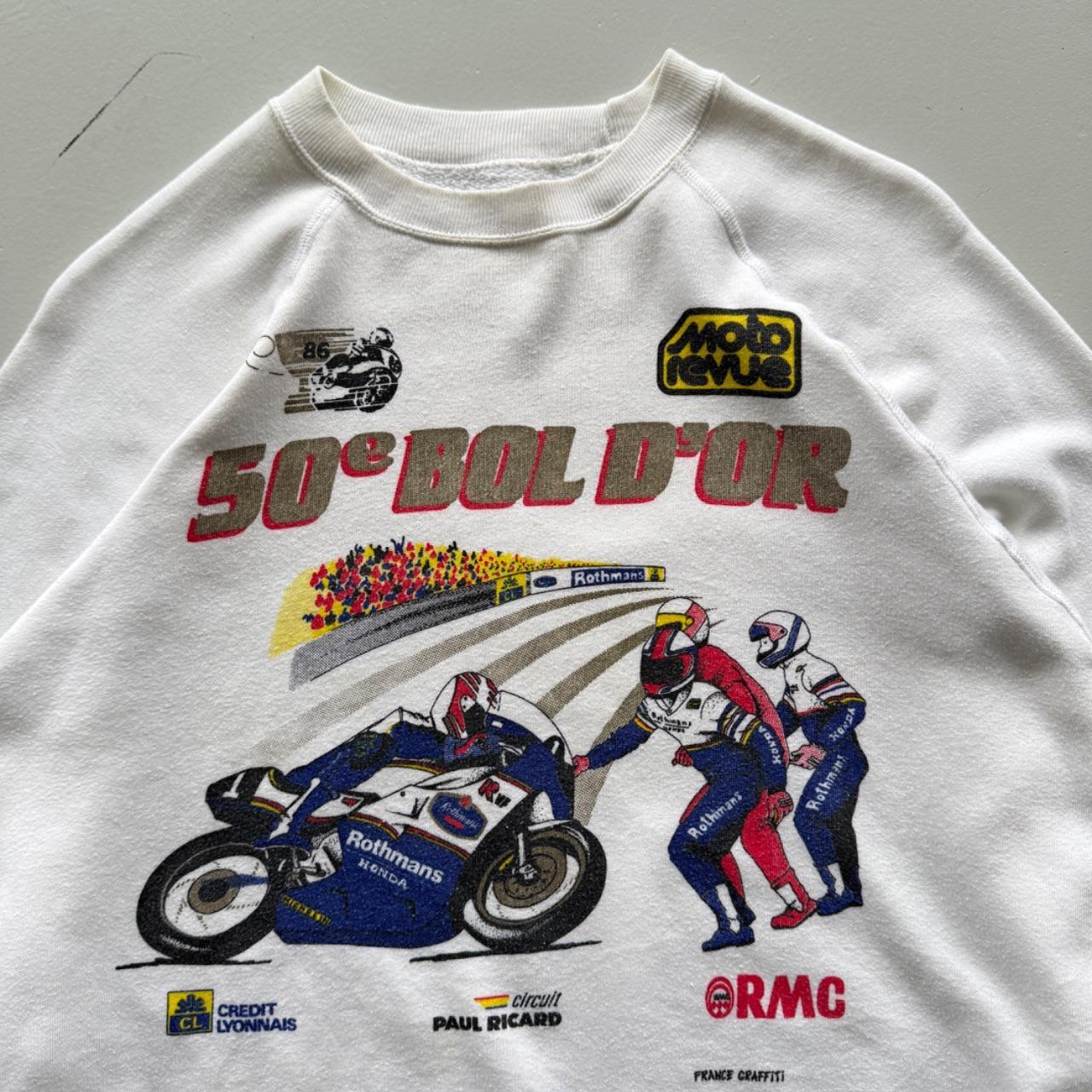 White Mortorcycle Racing 90’s Vintage Graphic Sweatshirt - Small