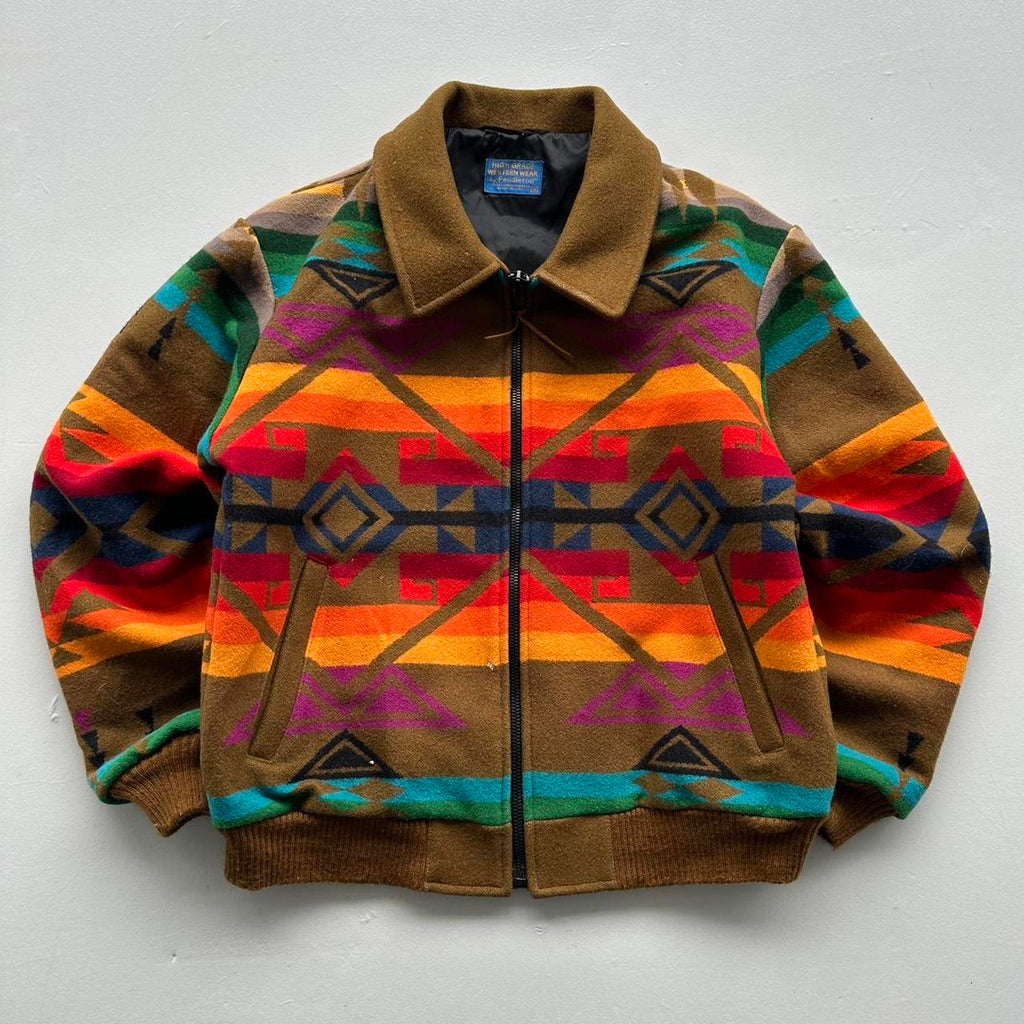 Brown Pendleton High Grade Western Wear Zip-Up Jacket - Medium
