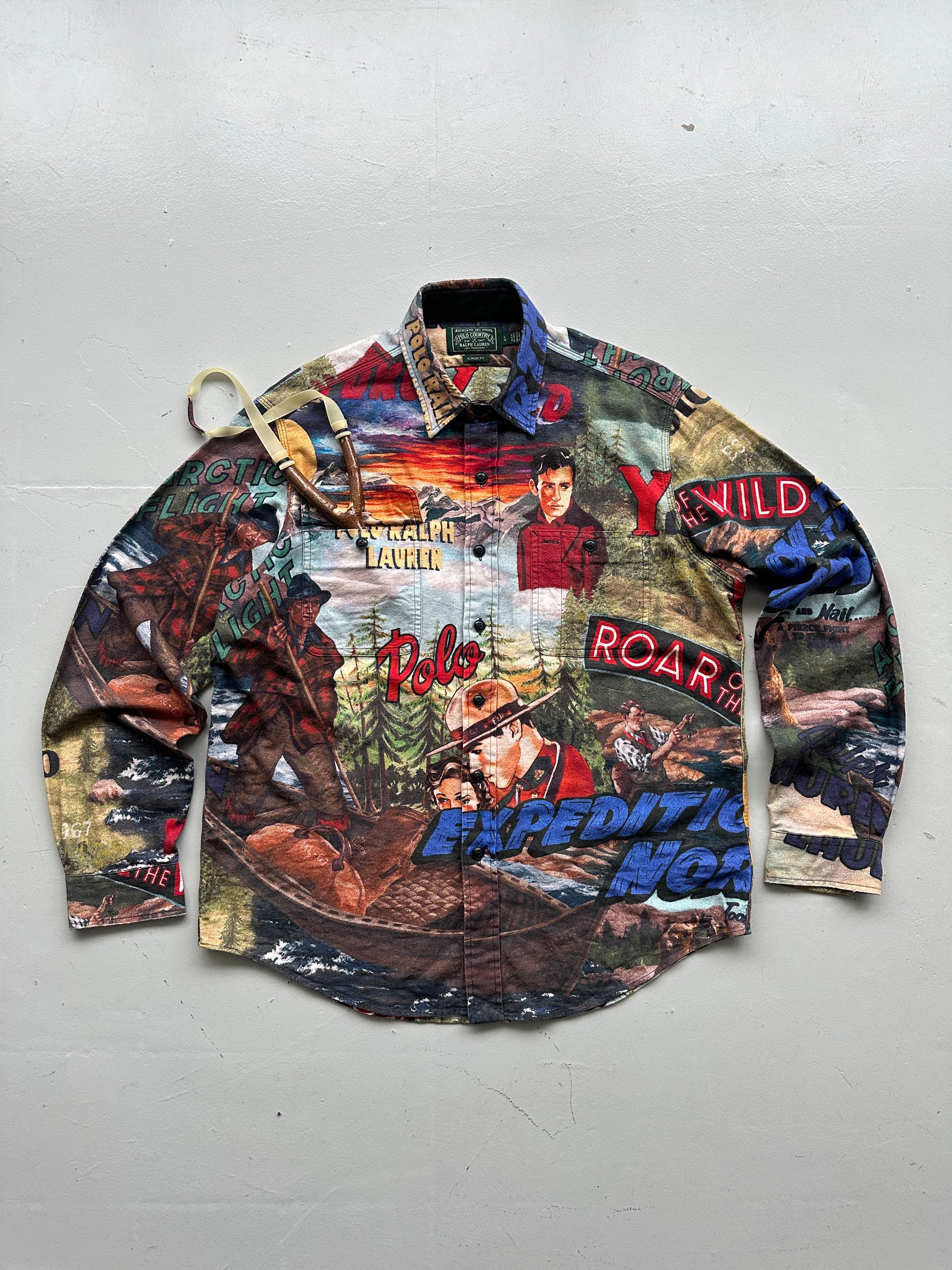 Ralph Lauren Polo Country Expedition All Over Print Graphic Shirt - Large