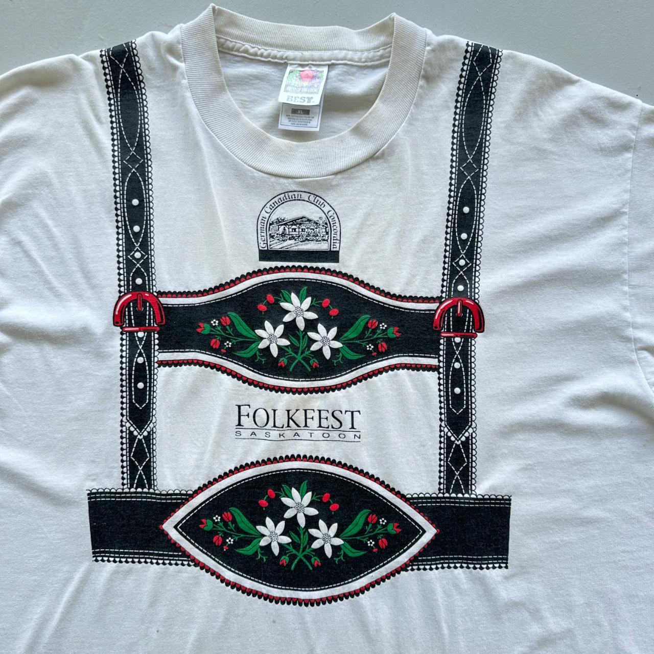 White Folkfest Vintage 90's T-shirt - XL