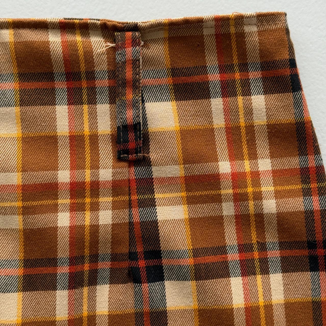 Brown Checkered Vintage Mini Skirt - W26 L16 Size 6