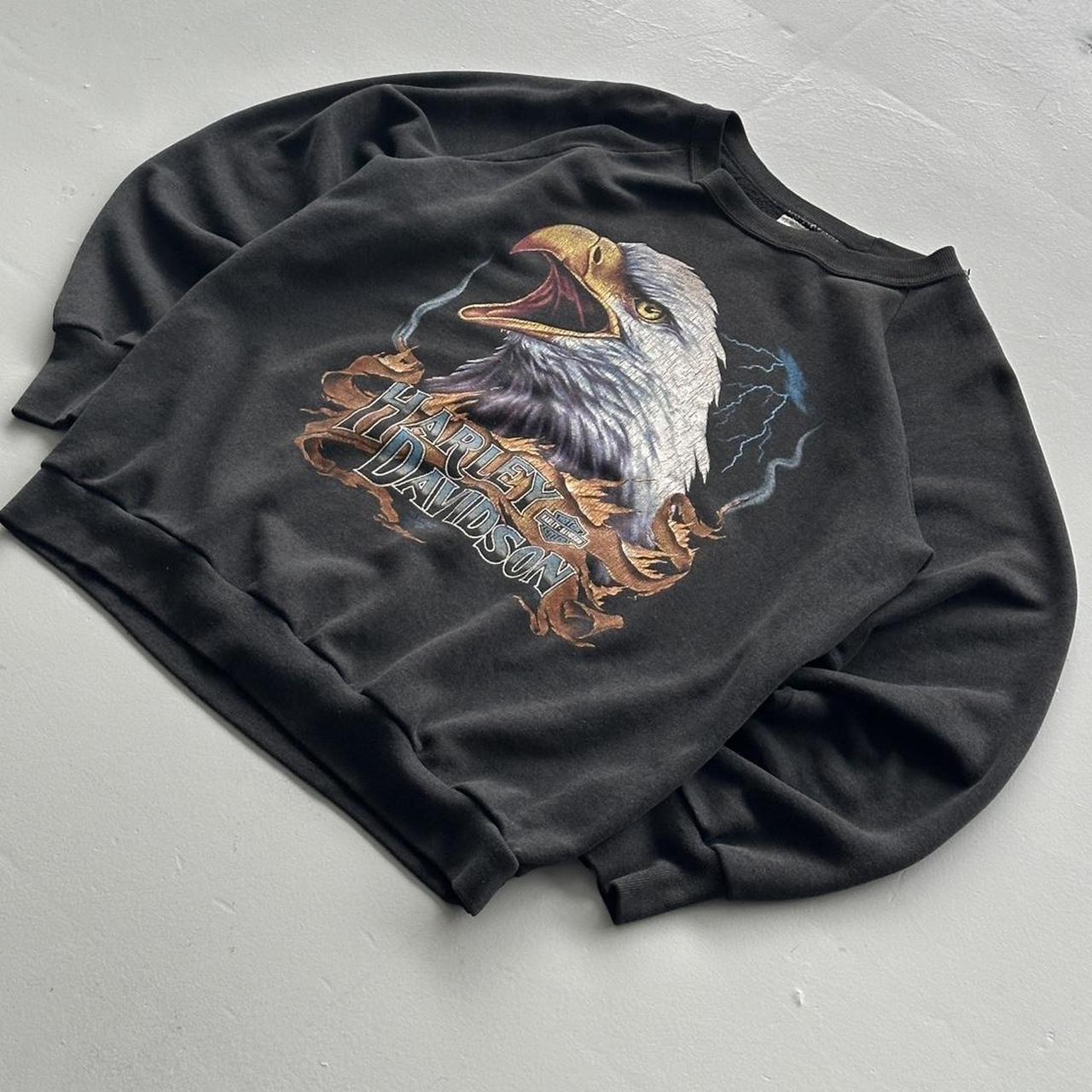 Black Harley Davidson 3D Emblem Rare 90’s Vintage Sweatshirt - Medium