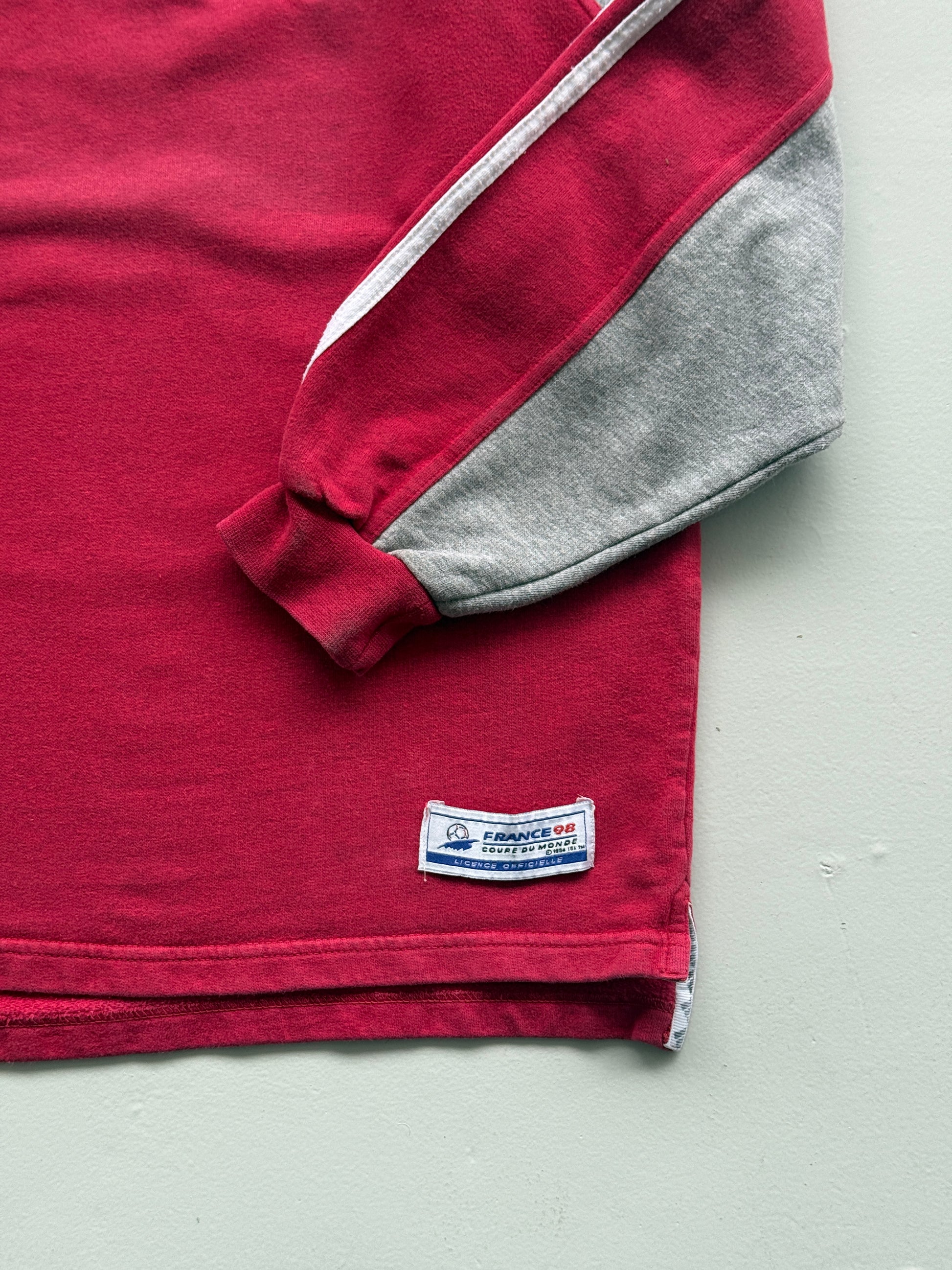 Red Adidas France World Cup 1998 Vintage Quarter Zip Sweatshirt - Small