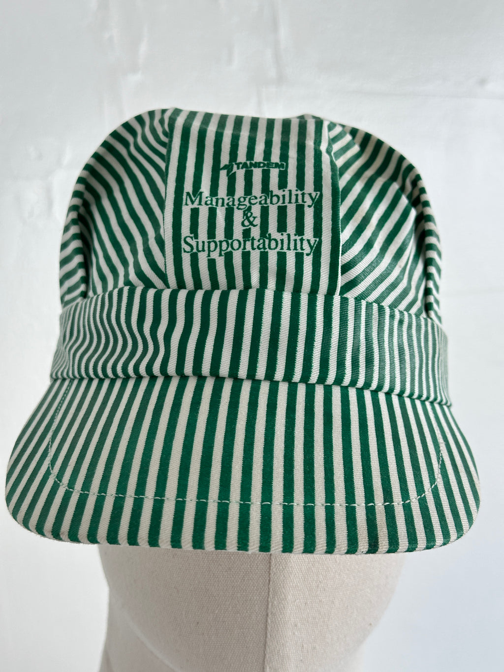 Green & White Tandem Striped 90's Vintage SnapBack Trucker Cap