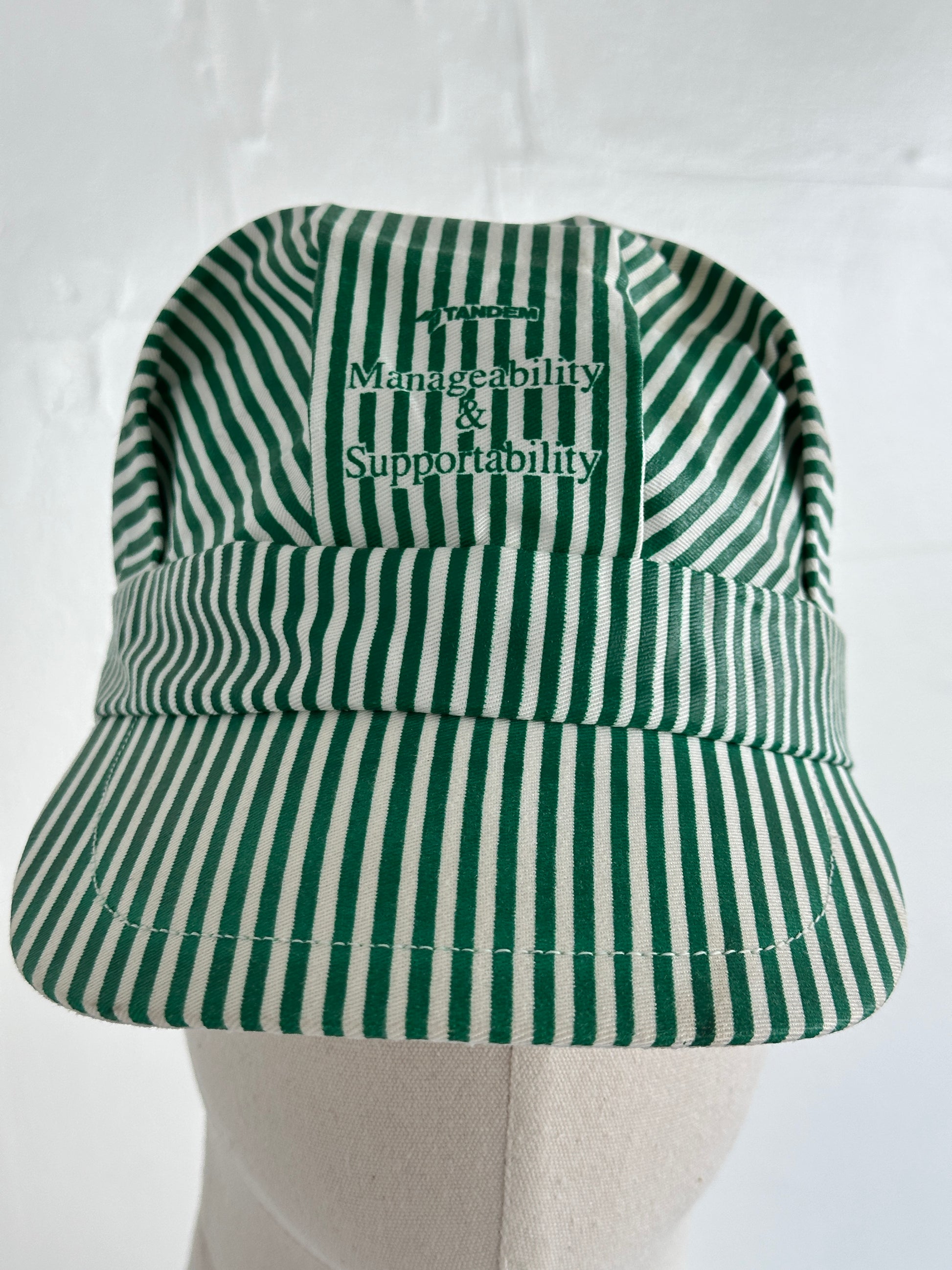 Green & White Tandem Striped 90's Vintage SnapBack Trucker Cap