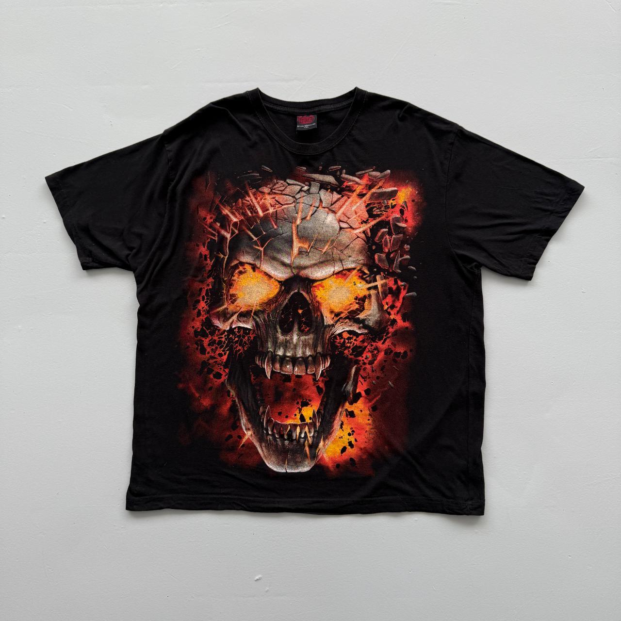 Black Gothic Skull Y2K 00s Vintage T-shirt - 2XL