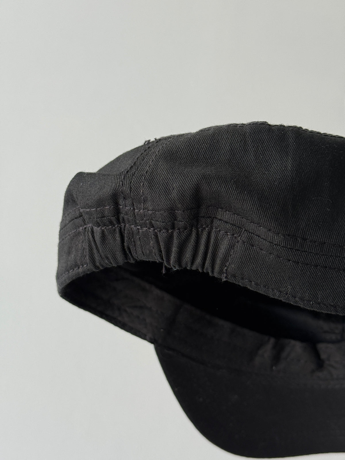 Black Studded Crucifix Y2K Cadet Cap Military Style 00's Grunge Aesthetic