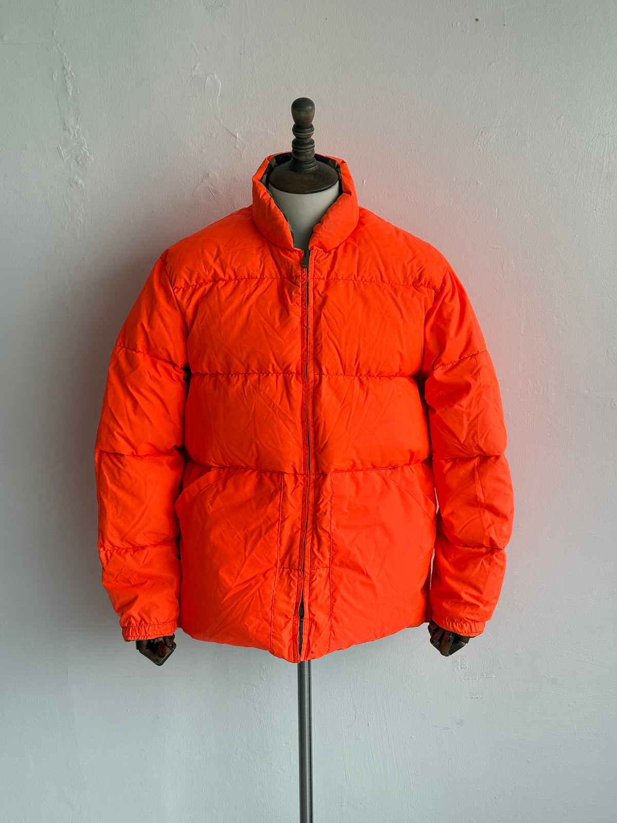 Cabela's Camo & Blaze Orange Reversible 80's Vintage Hunting Puffer Jacket - XL