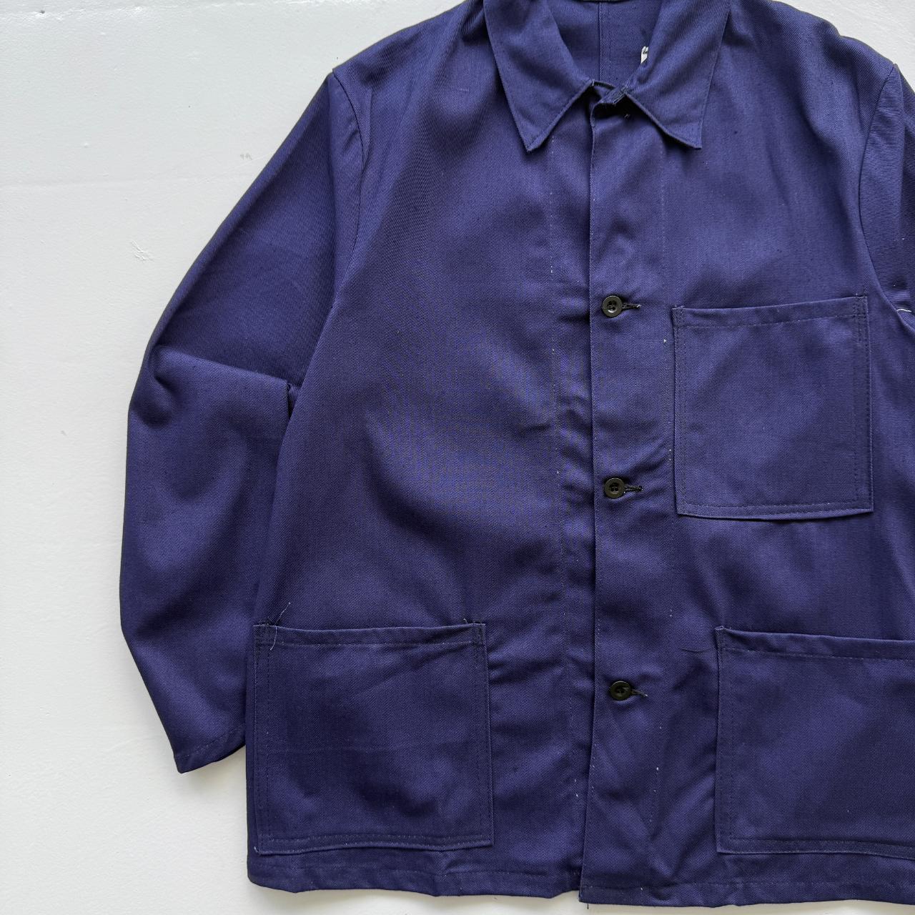 Indigo Blue WMO Made in Britain Deadstock Workwear 60's Chore Jacket Shirt - Large