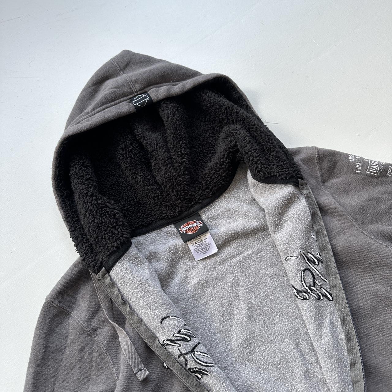 Grey Harley Y2K Vintage Hoodie - Large 10/12