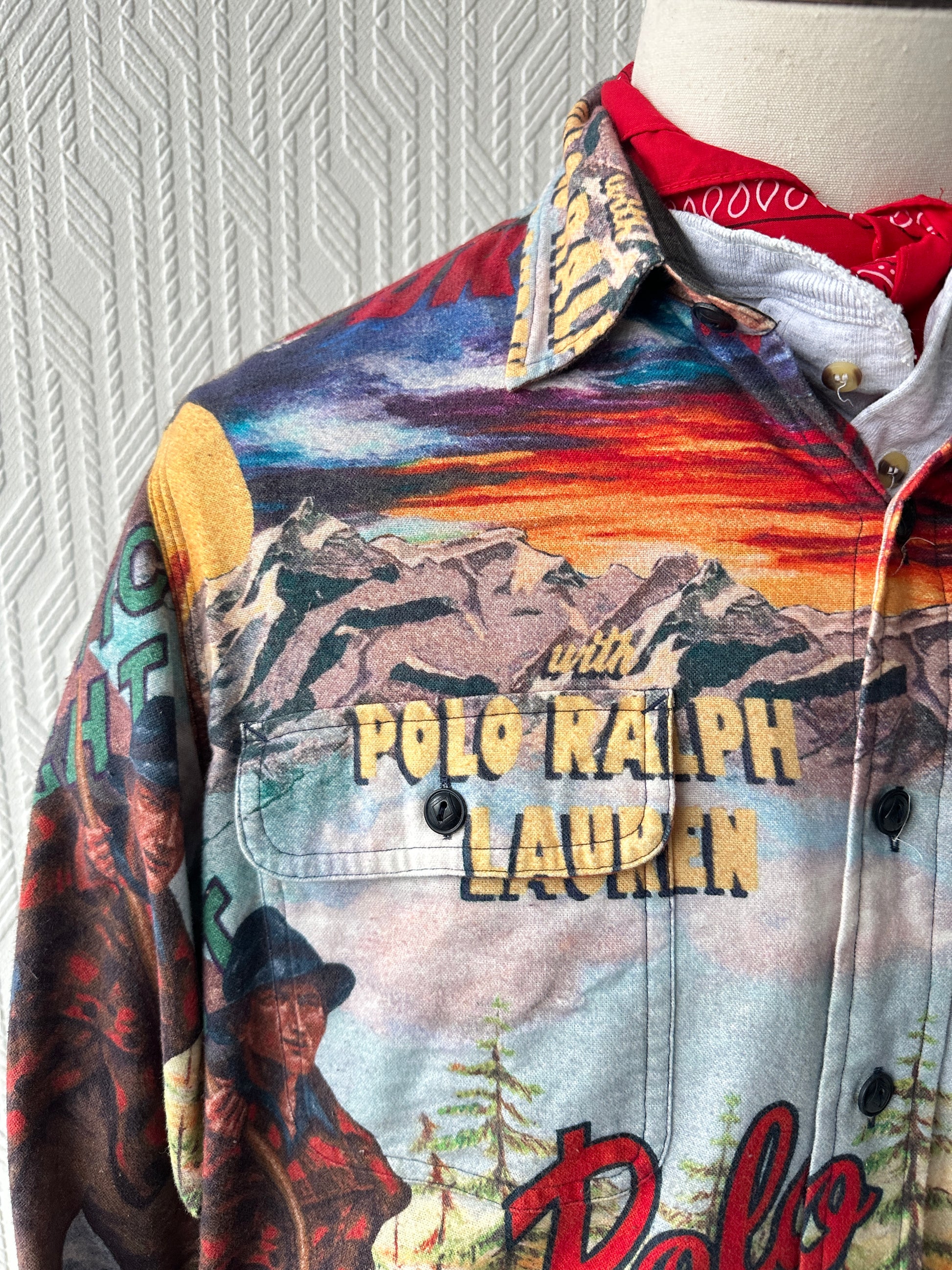 Ralph Lauren Polo Country Expedition All Over Print Graphic Shirt - Large