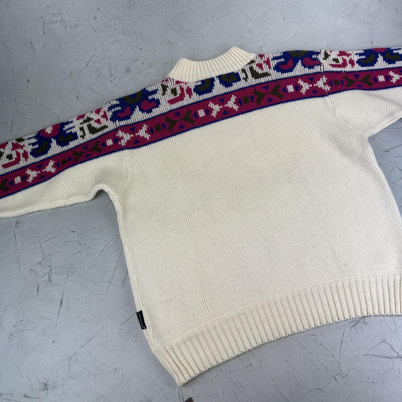 K-Way Patterned 80's Knitted Sweatshirt - Small